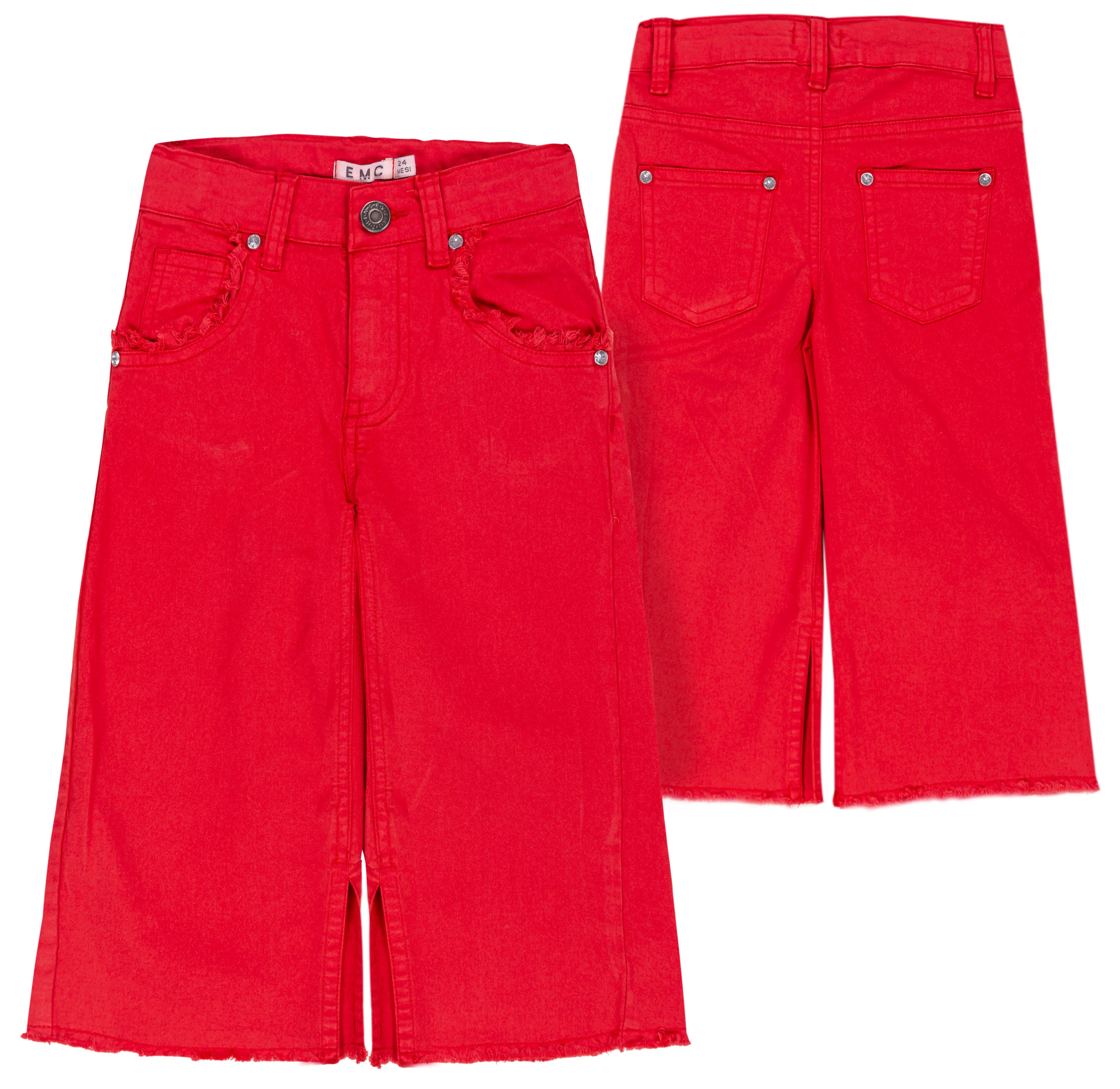 Pantalone Bambina Modello Simil Denim in Cotone Elasticizzato