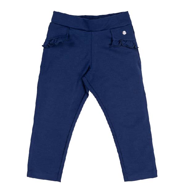 Pantalone Lungo Bambina in Tessuto Tecnico Elasticizzato con Volant