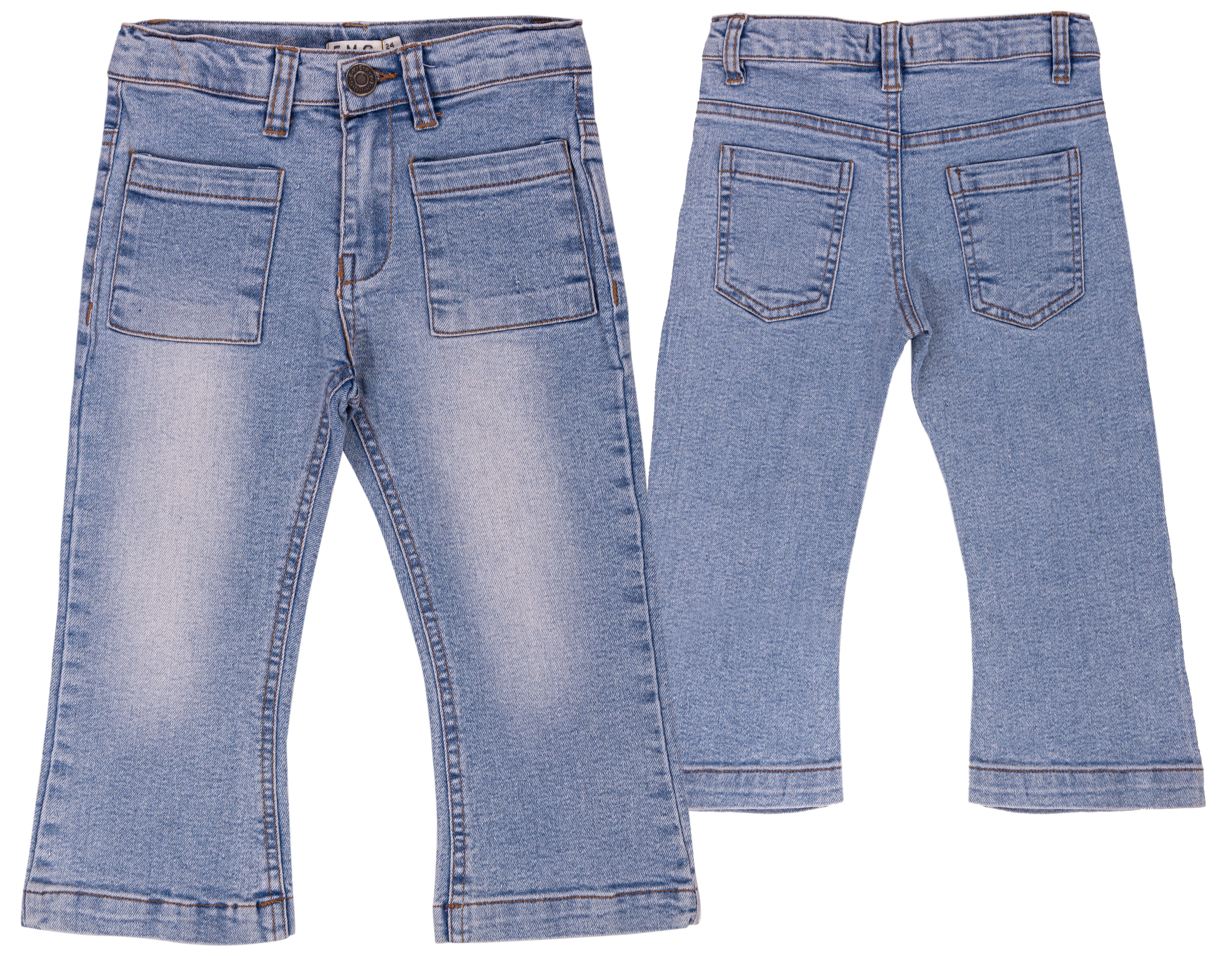 Jeans Bambina Chiaro in Cotone Elasticizzato Modello Flare
