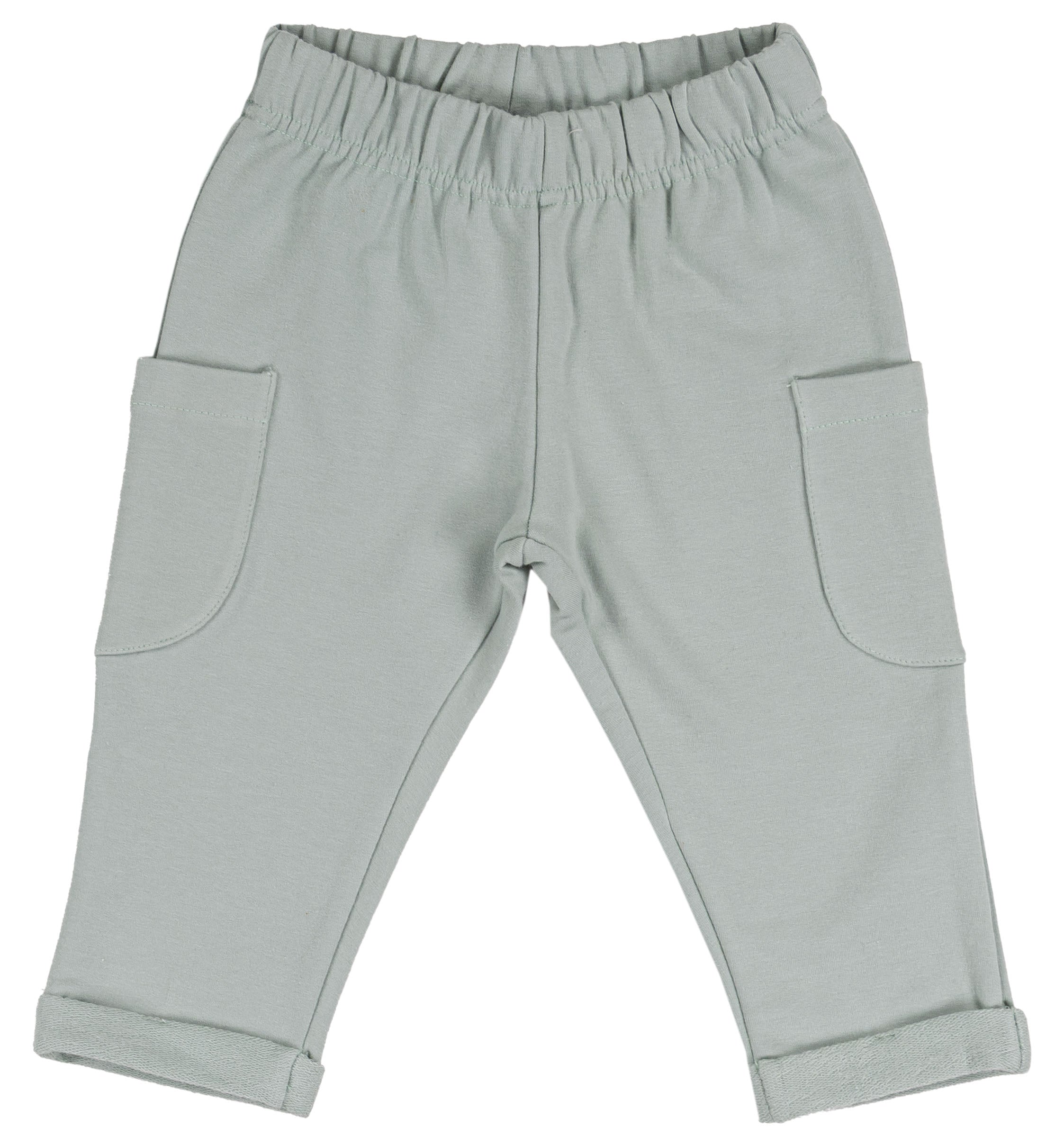 Pantalone Lungo Bambino Grigio Chiaro in Cotone Elasticizzato con Tasconi