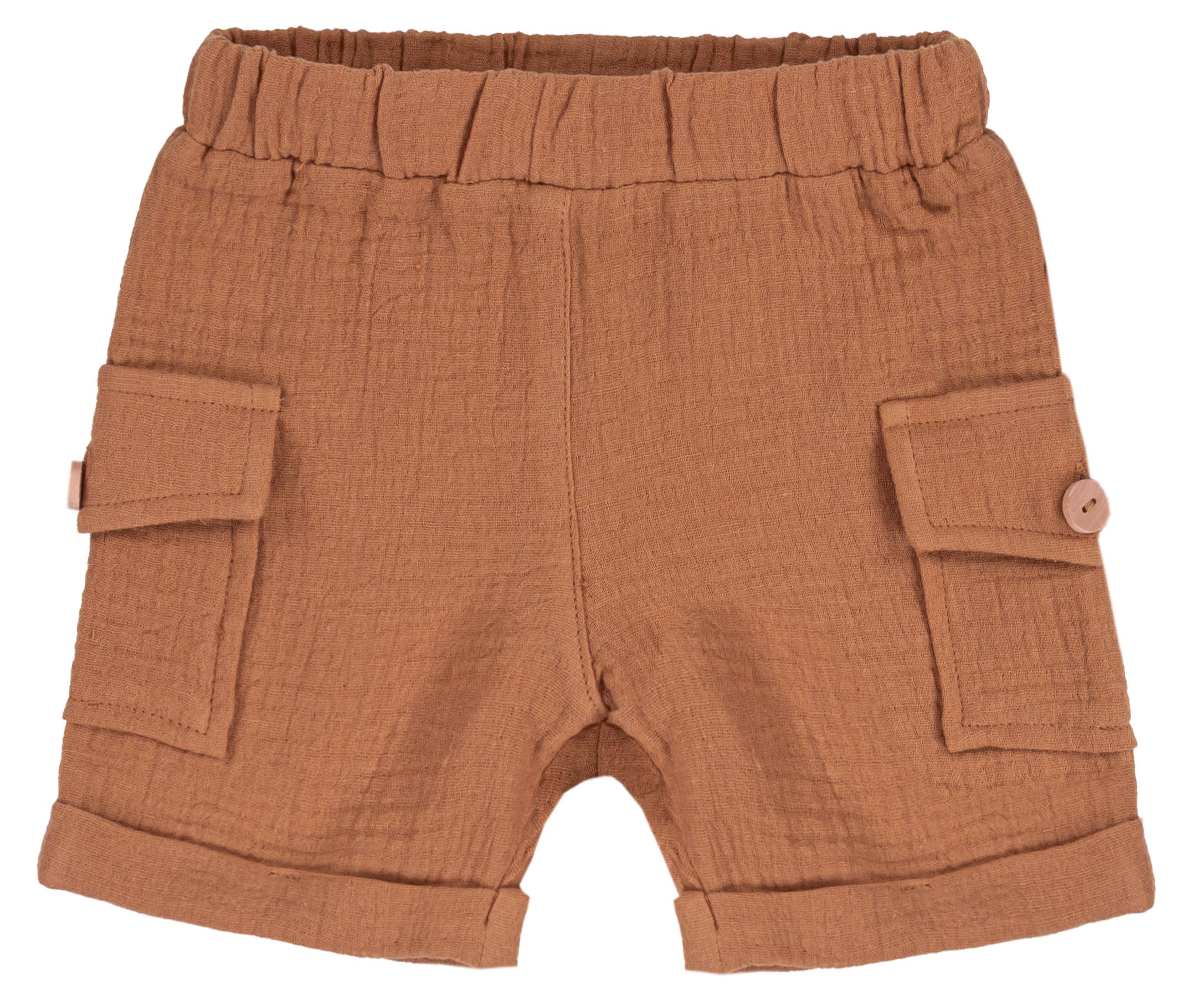 Pantaloncino Corto Bambino 100% Cotone Mussola con Tasche Cargo EMC