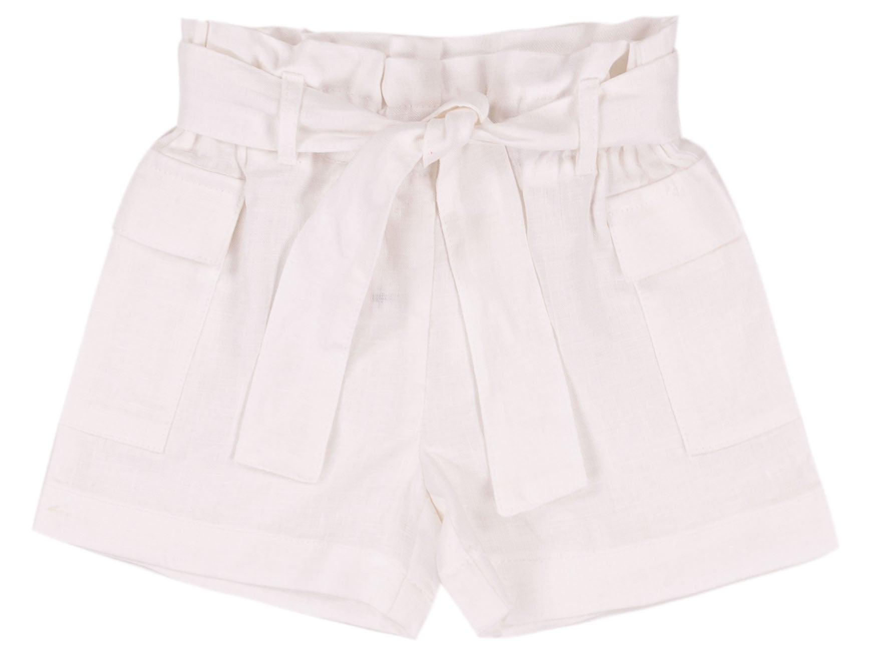 Pantaloncino Corto Bambina in 100% Lino con Fiocco