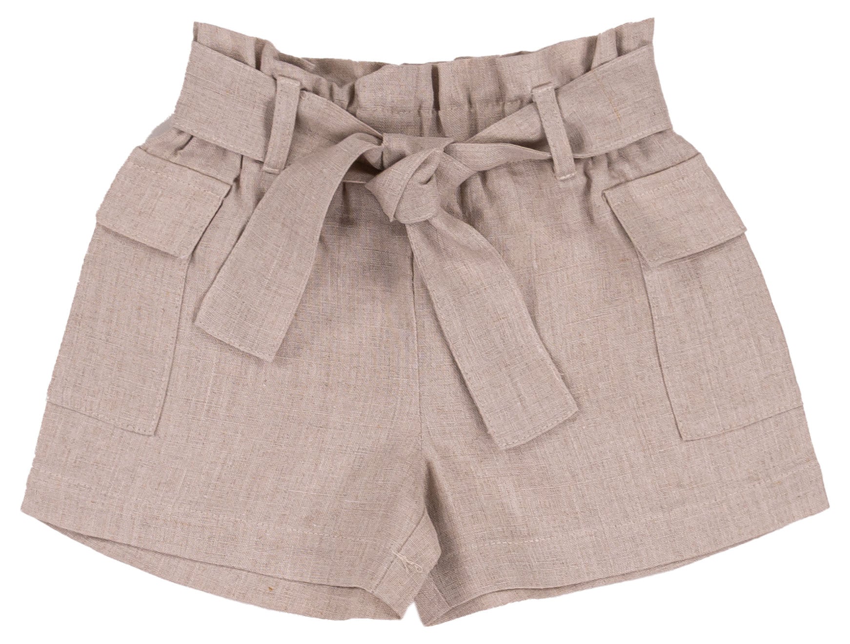 Pantaloncino Corto Bambina in 100% Lino con Fiocco