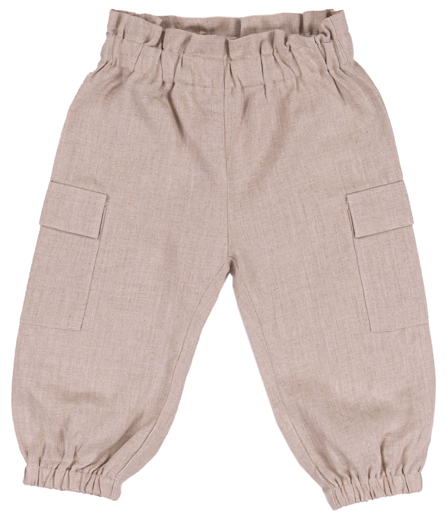 Pantalone Lungo Bambina in 100% Lino con Elastico alle Caviglie