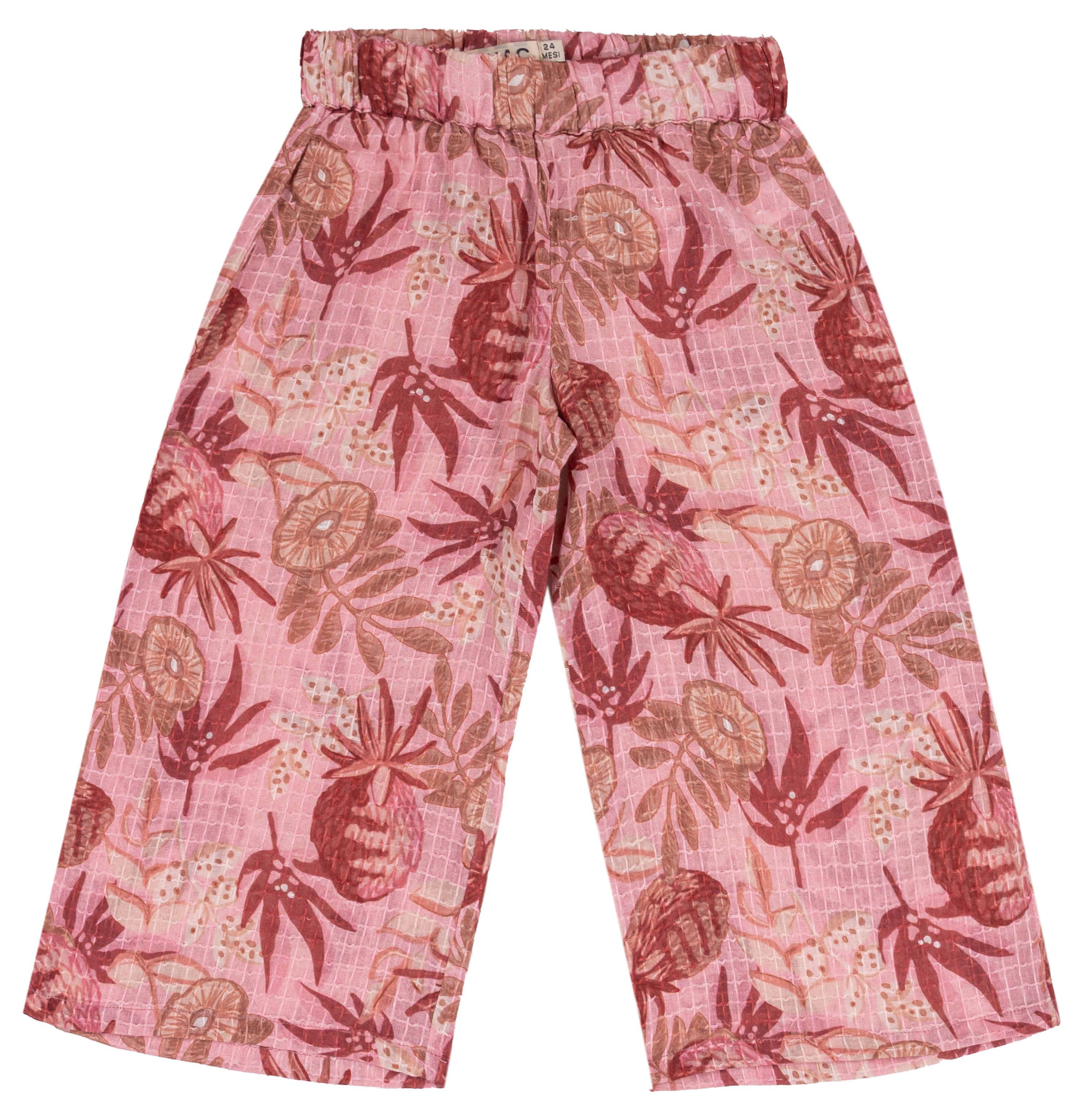 Pantalone Lungo Bambina in Puro Cotone con Stampa Tropicale