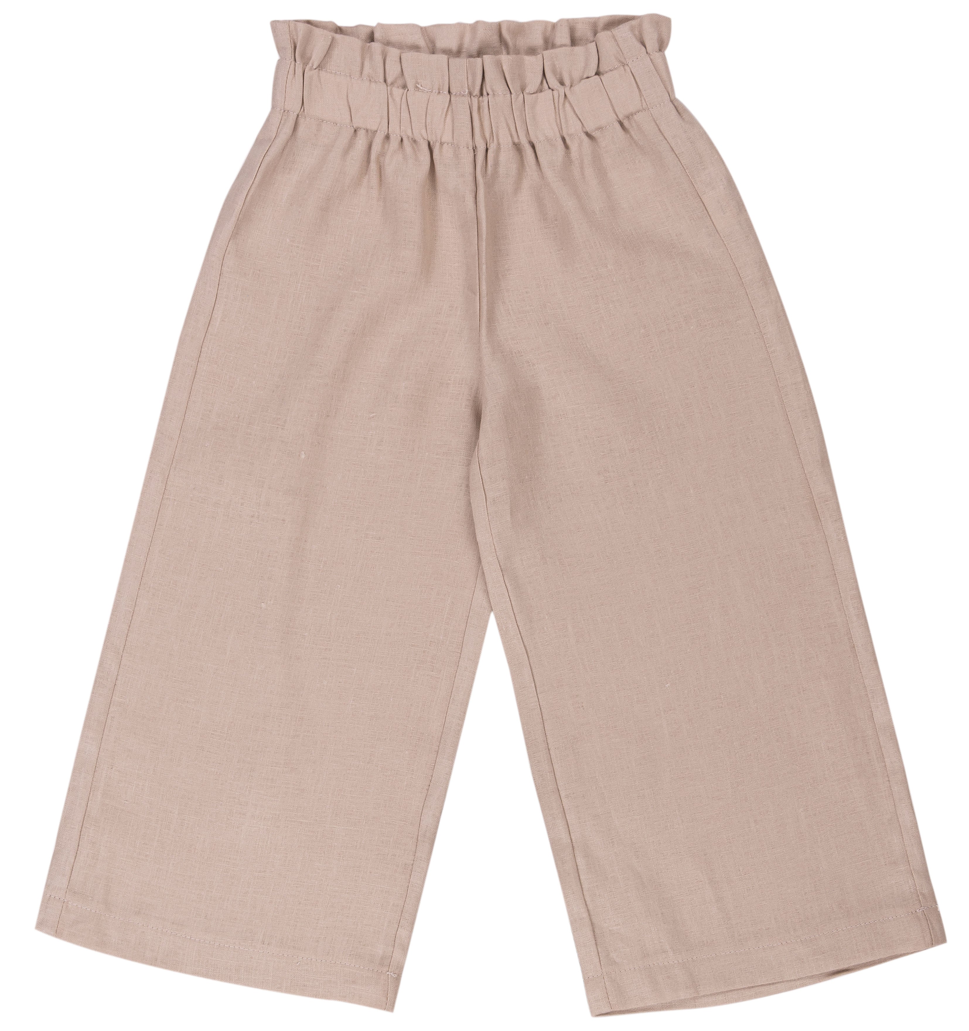 Pantalone Lungo Bambina in 100% Lino con Vita Arricciata