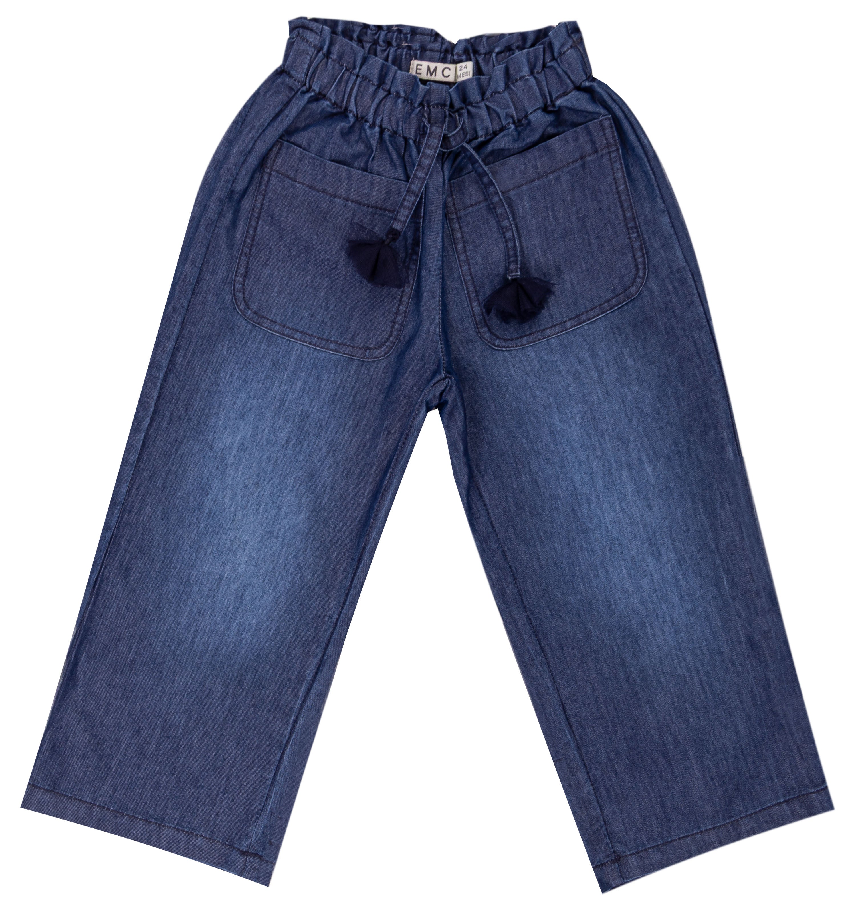 Pantalone Lungo Bambina Effetto Denim con Vita Elasticizzata