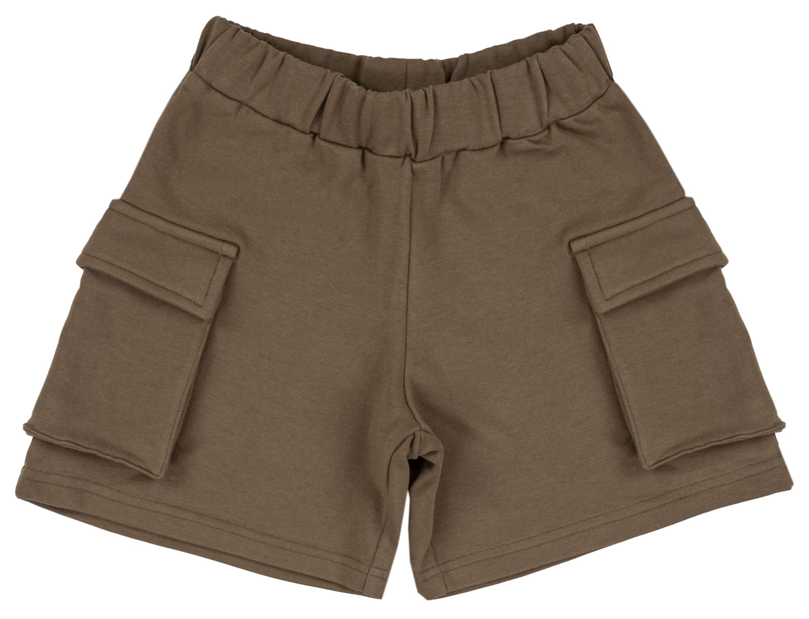 Bermuda Bambino Verde Militare in Cotone con Tasche Cargo Laterali