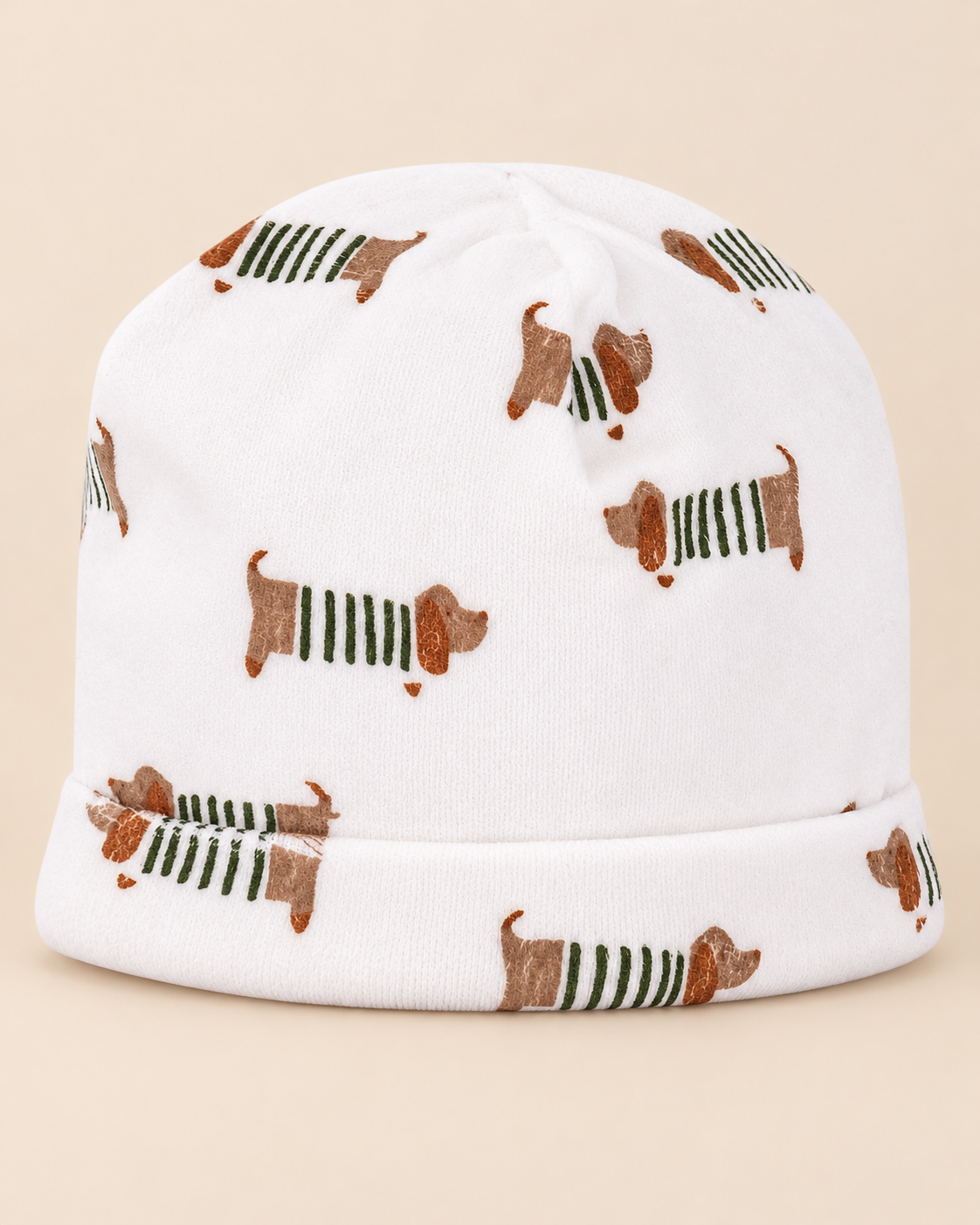Berretto Bambino Bianco con Cagnolini