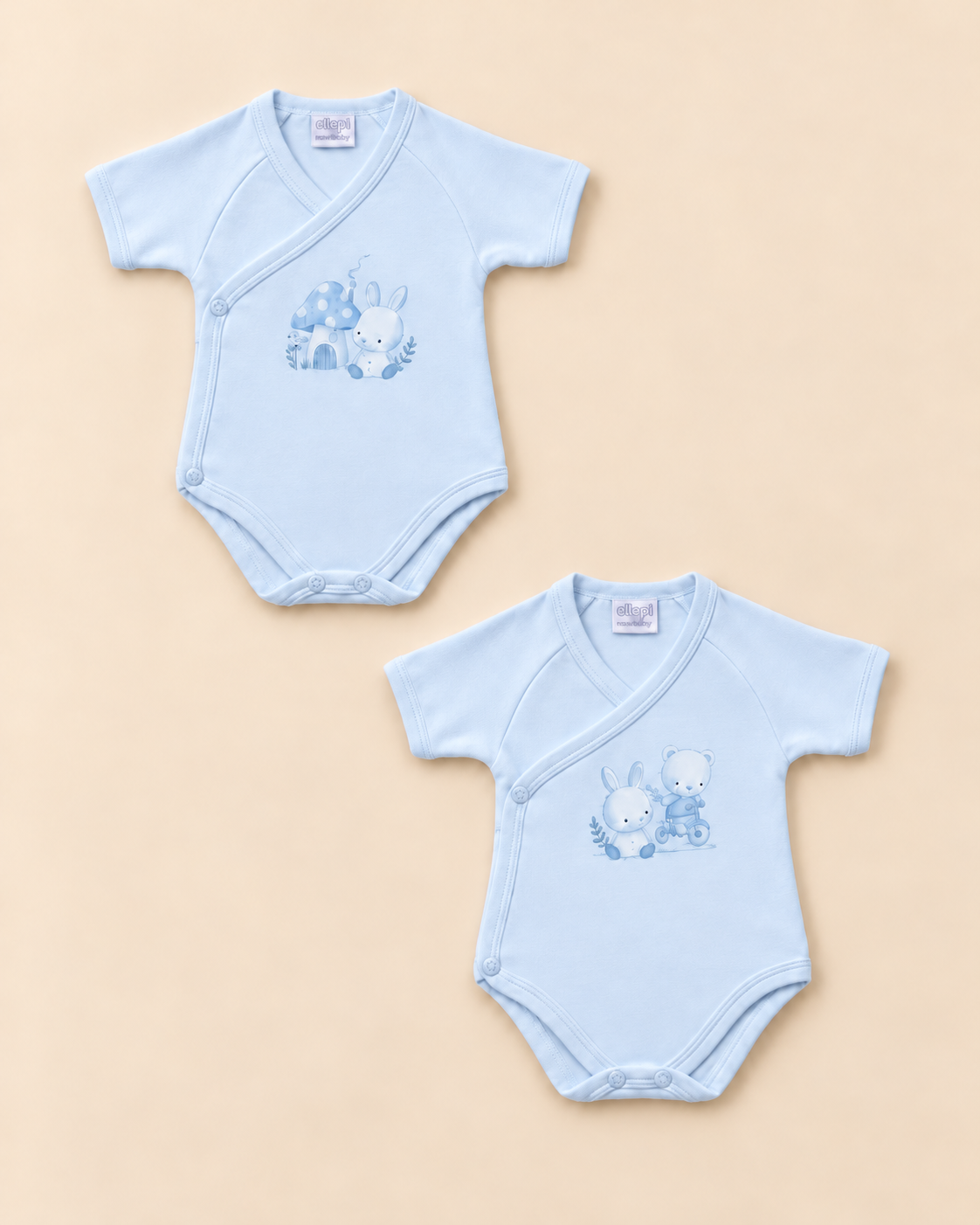 Set Body Neonato in Cotone a Manica Corta
