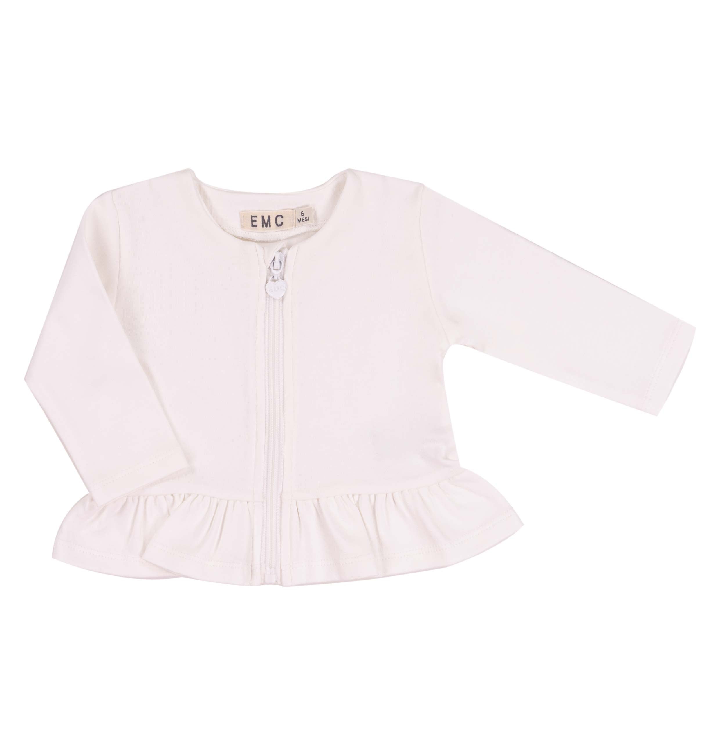 Giacchina Bambina in Cotone Stretch con Zip e Volant