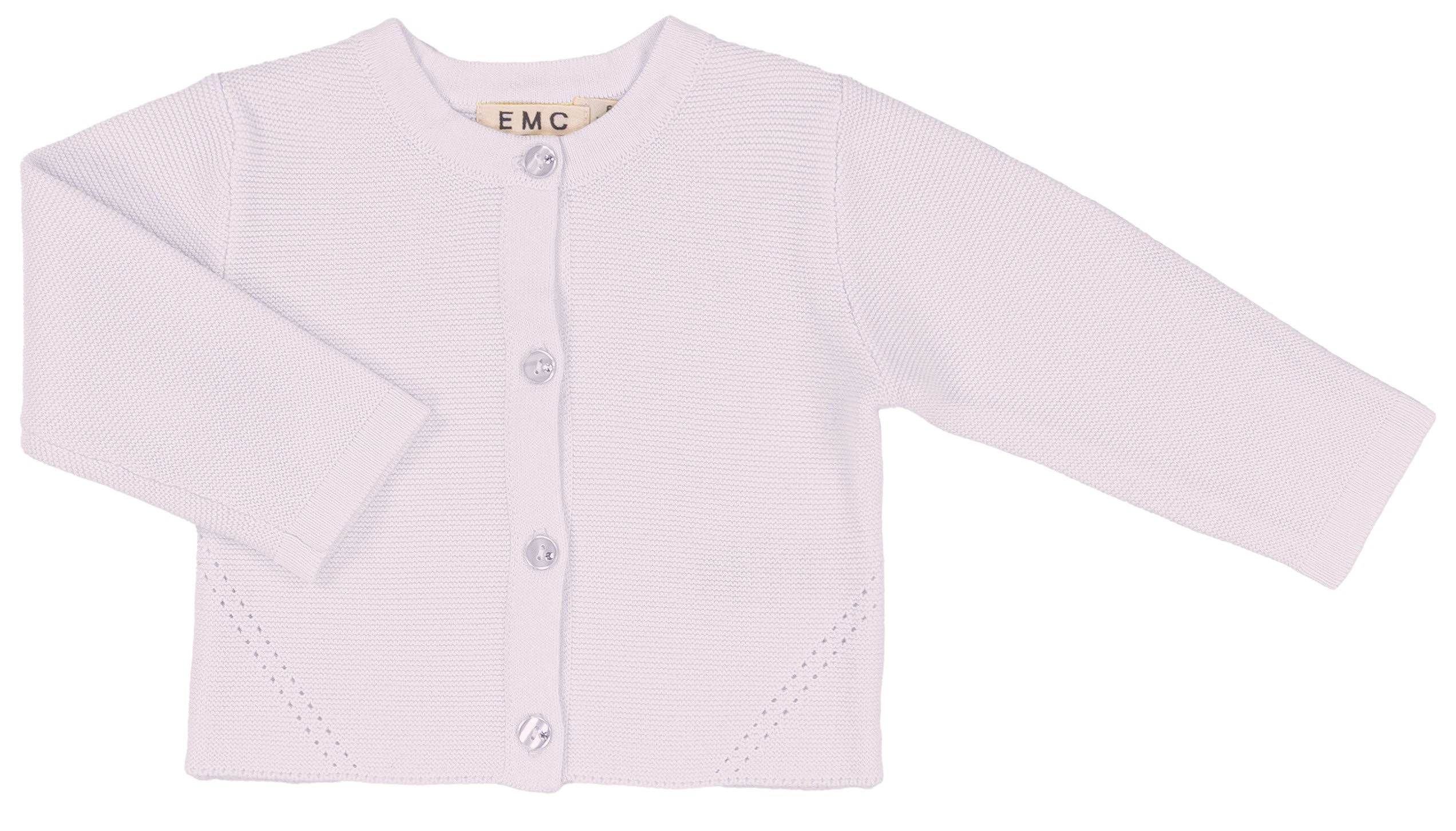 Cardigan Bambina Bianco in 100% Cotone con Lavorazione a Traforo