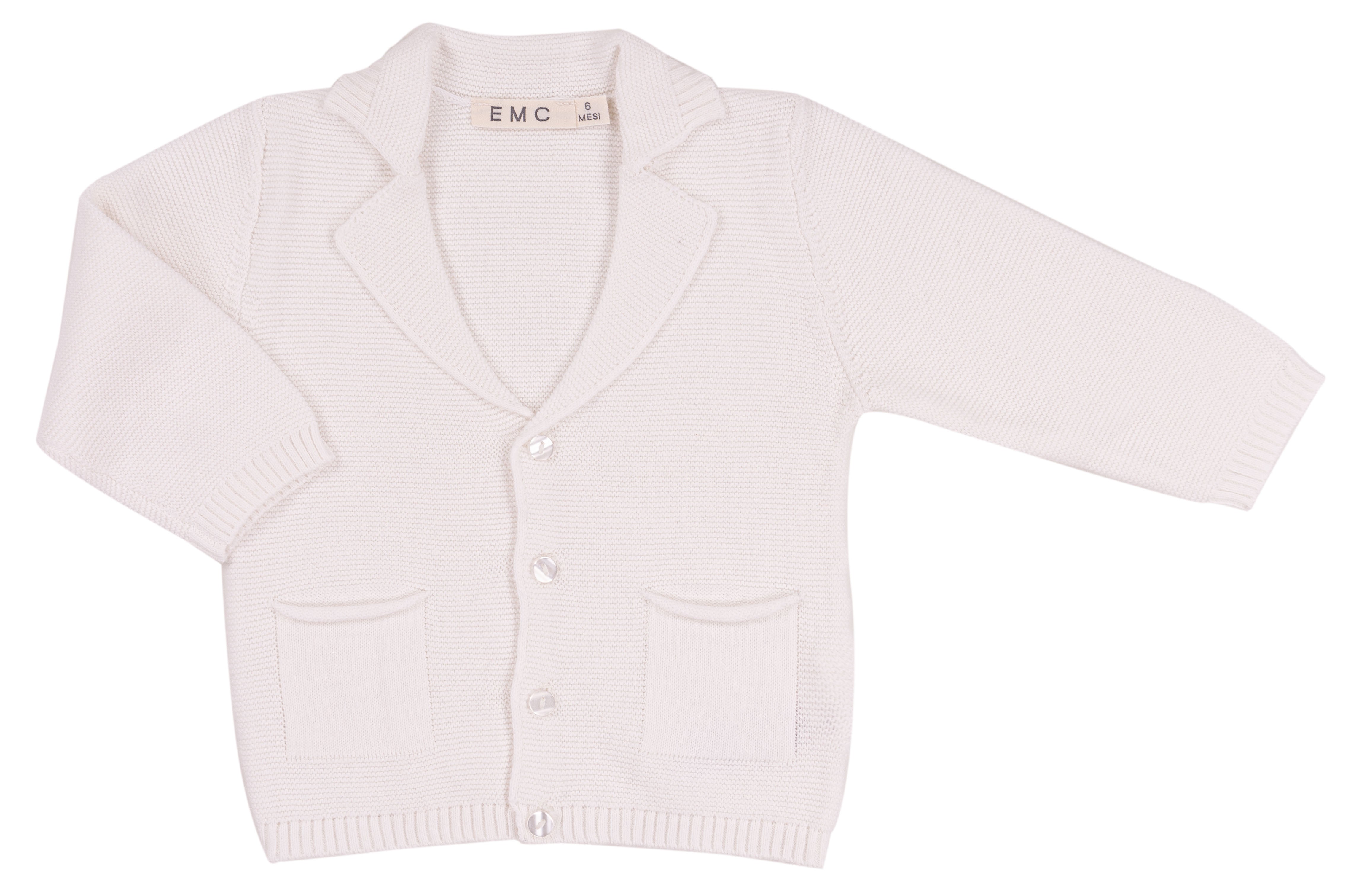 Maglioncino Bambino Bianco a Righe Navy in 100% Cotone