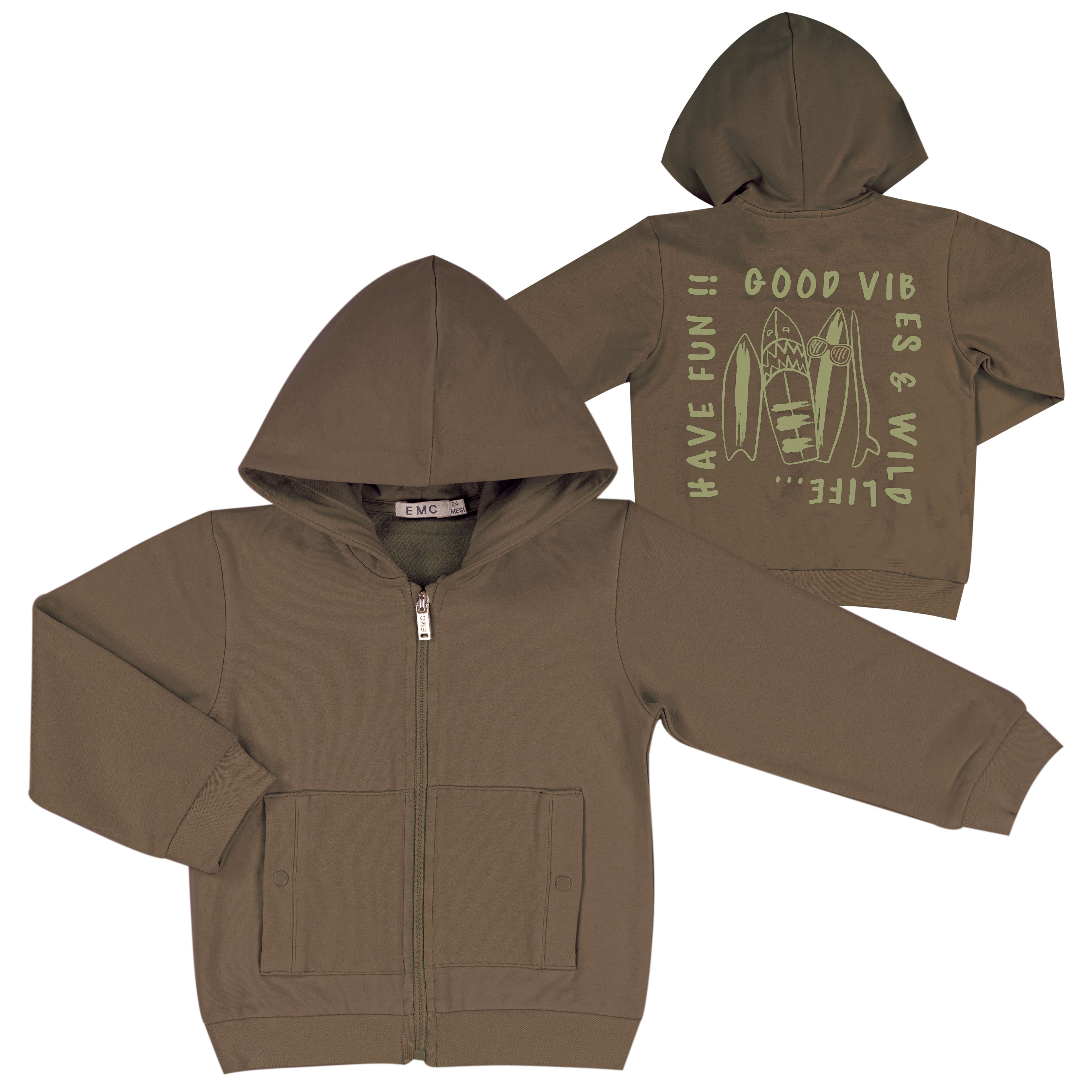 Felpa Bambino con Cappuccio e Zip "Good Vibes"