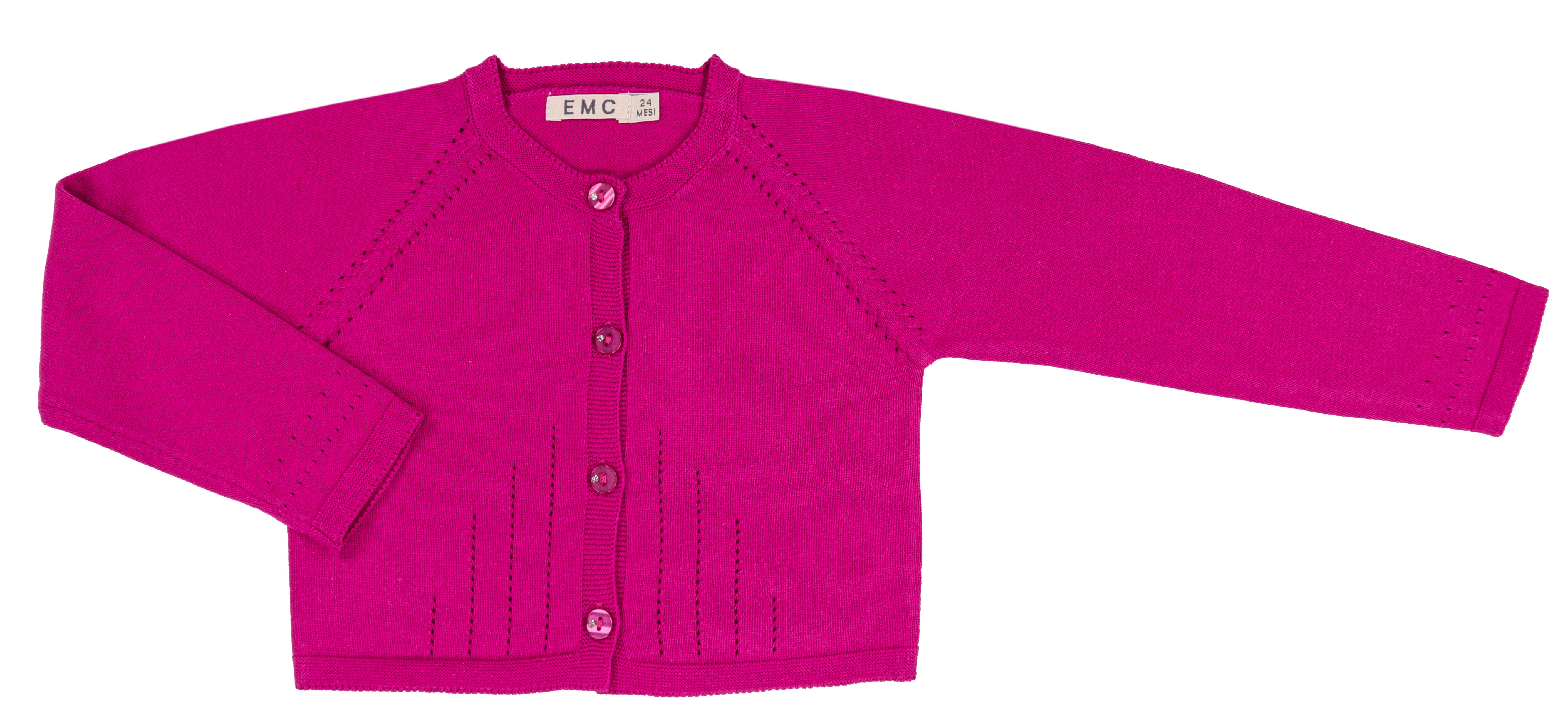 Cardigan Bambina Rosa Antico in 100% Cotone Tricot con Dettagli Traforati