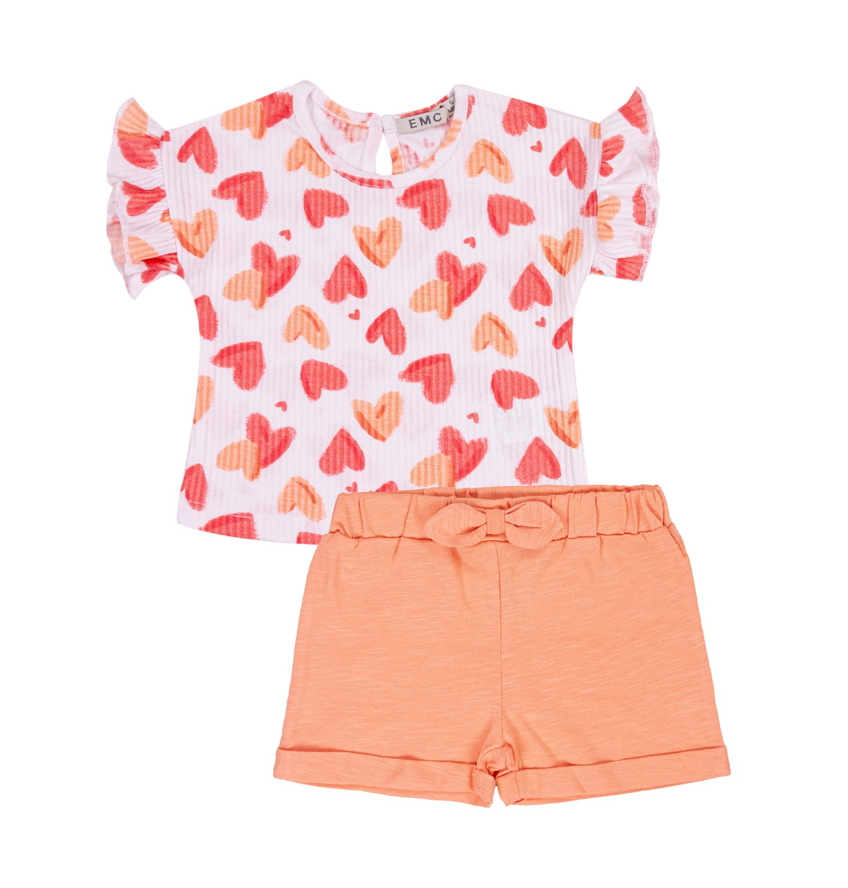 Completo Bimba EMC "Summer Butterfly" | Top con Volant e Shorts Verdi