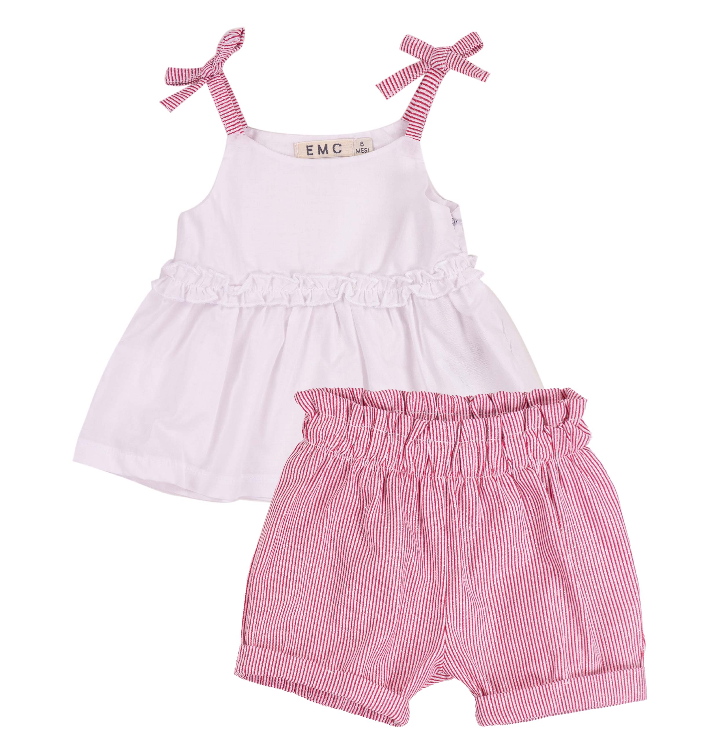 Completo Bimba EMC "Sweet Stripes" | Top con Fiocchetti e Shorts a Righe