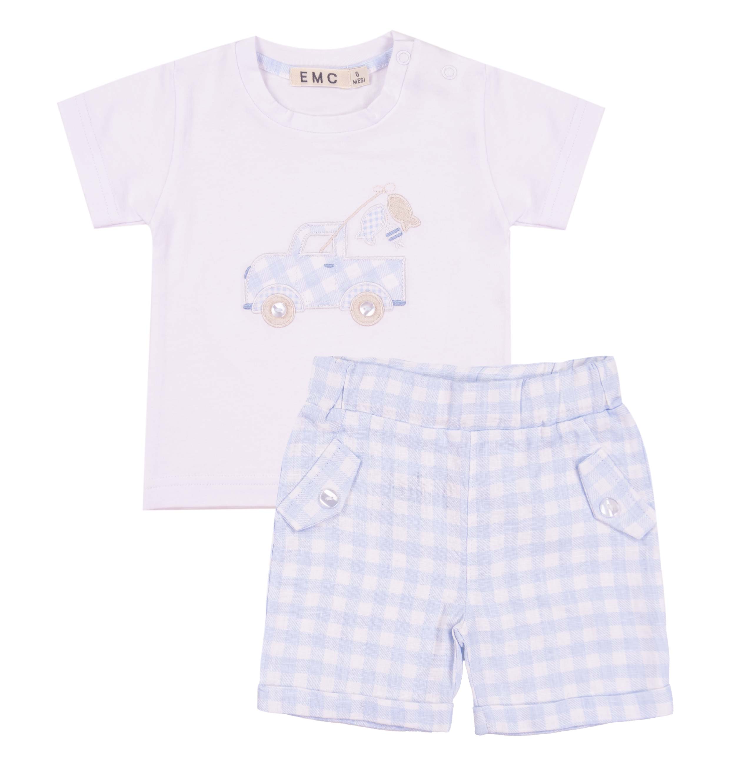 Completo Bimbo EMC 2 Pezzi | Jersey Stretch con Pantalone a Quadretti