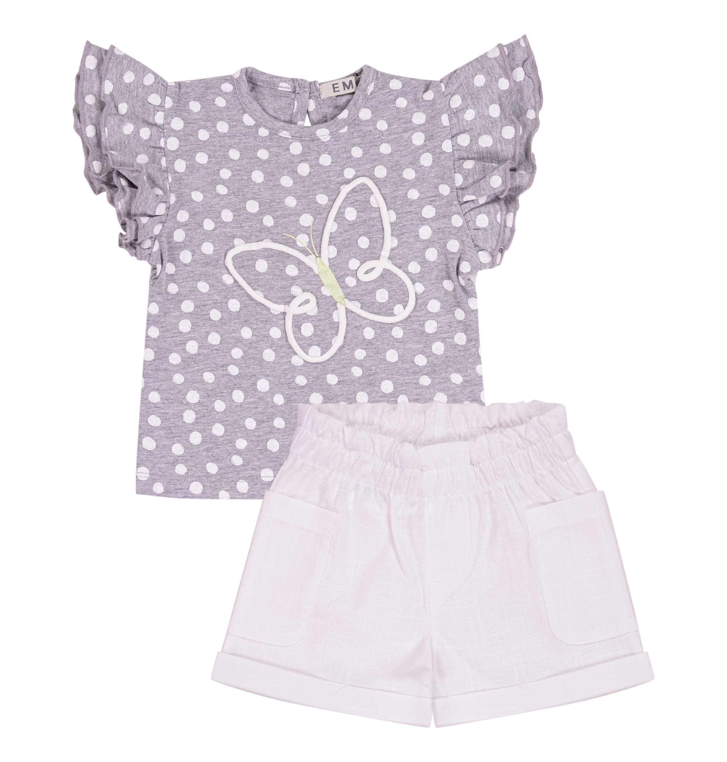 Completo Bimba EMC "Paris à la Mode" | Top con Volant e Shorts con Tasche