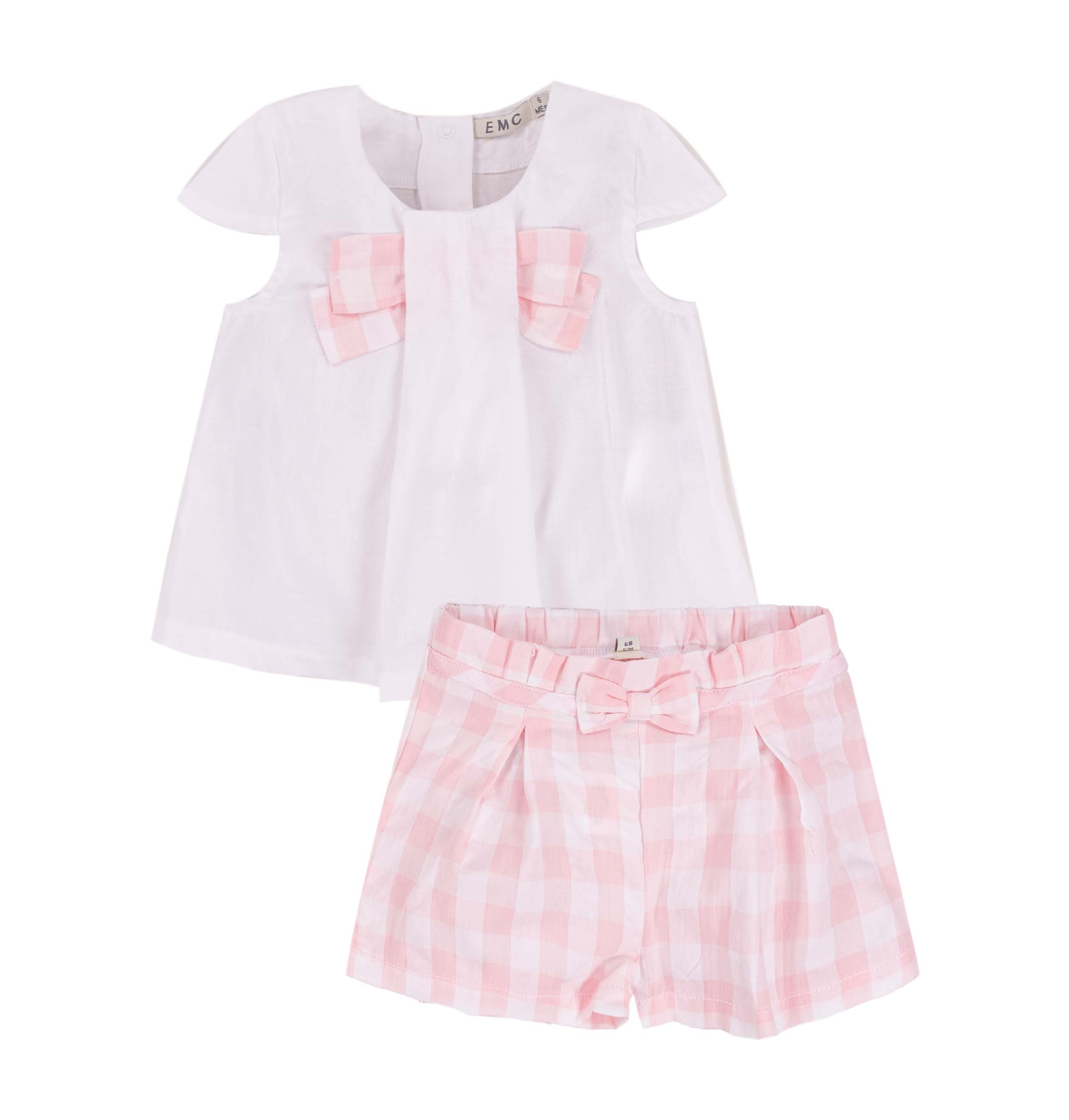 Completo Bimba EMC "Sweet Picnic" | Top con Fiocchi e Shorts a Quadretti
