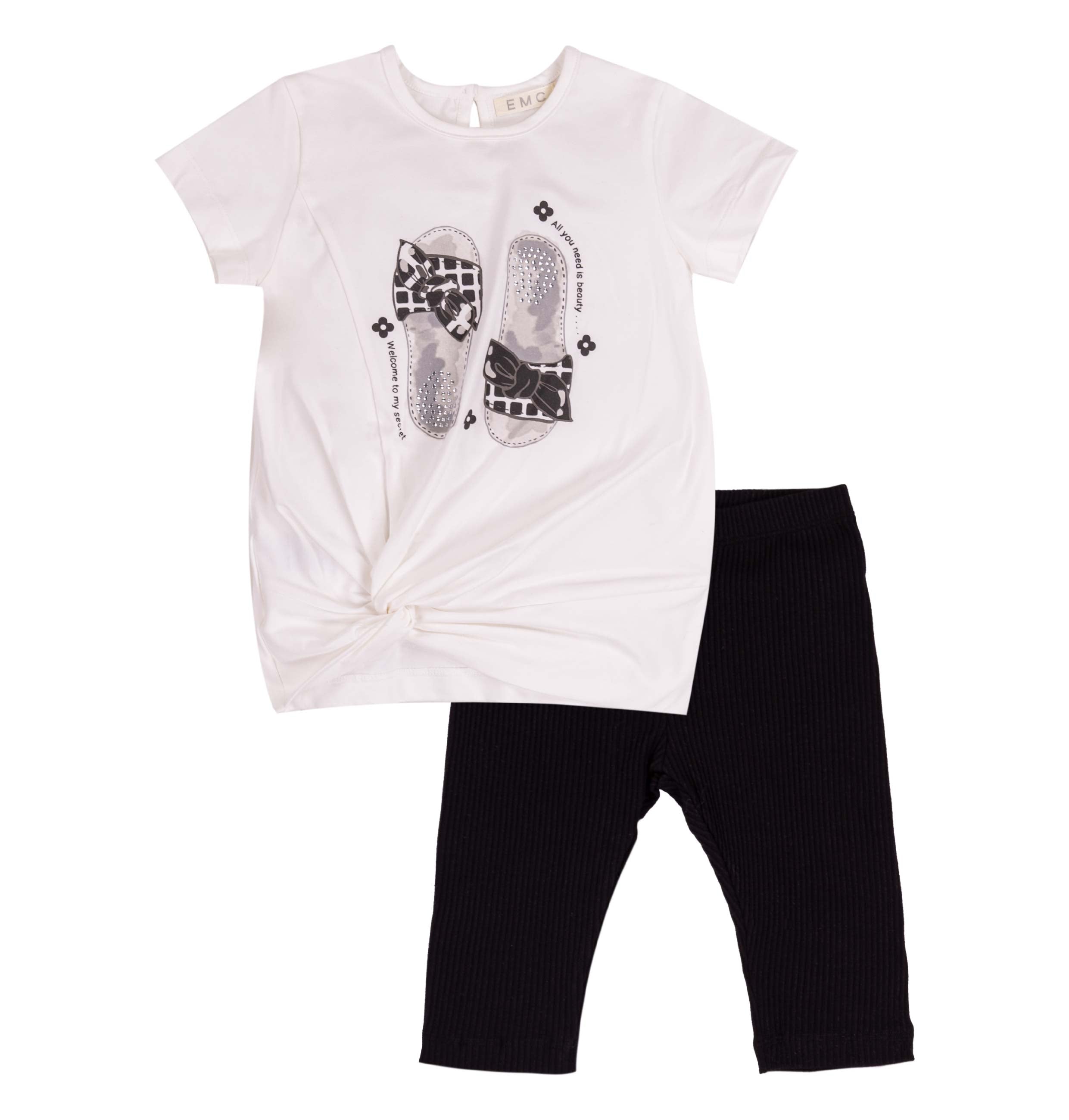 Completo Lungo Bambina Cotone Stretch con Nodo