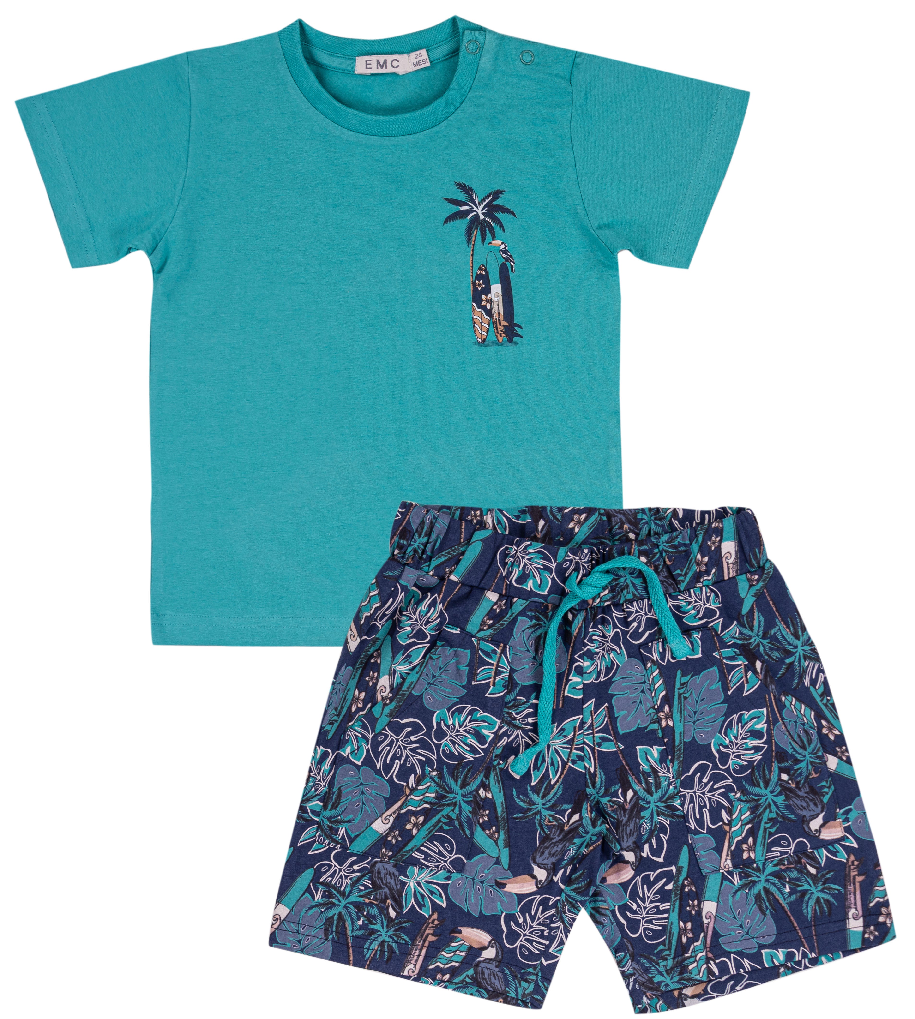 Completo Estivo Bambino "Tropical Surf" in Cotone
