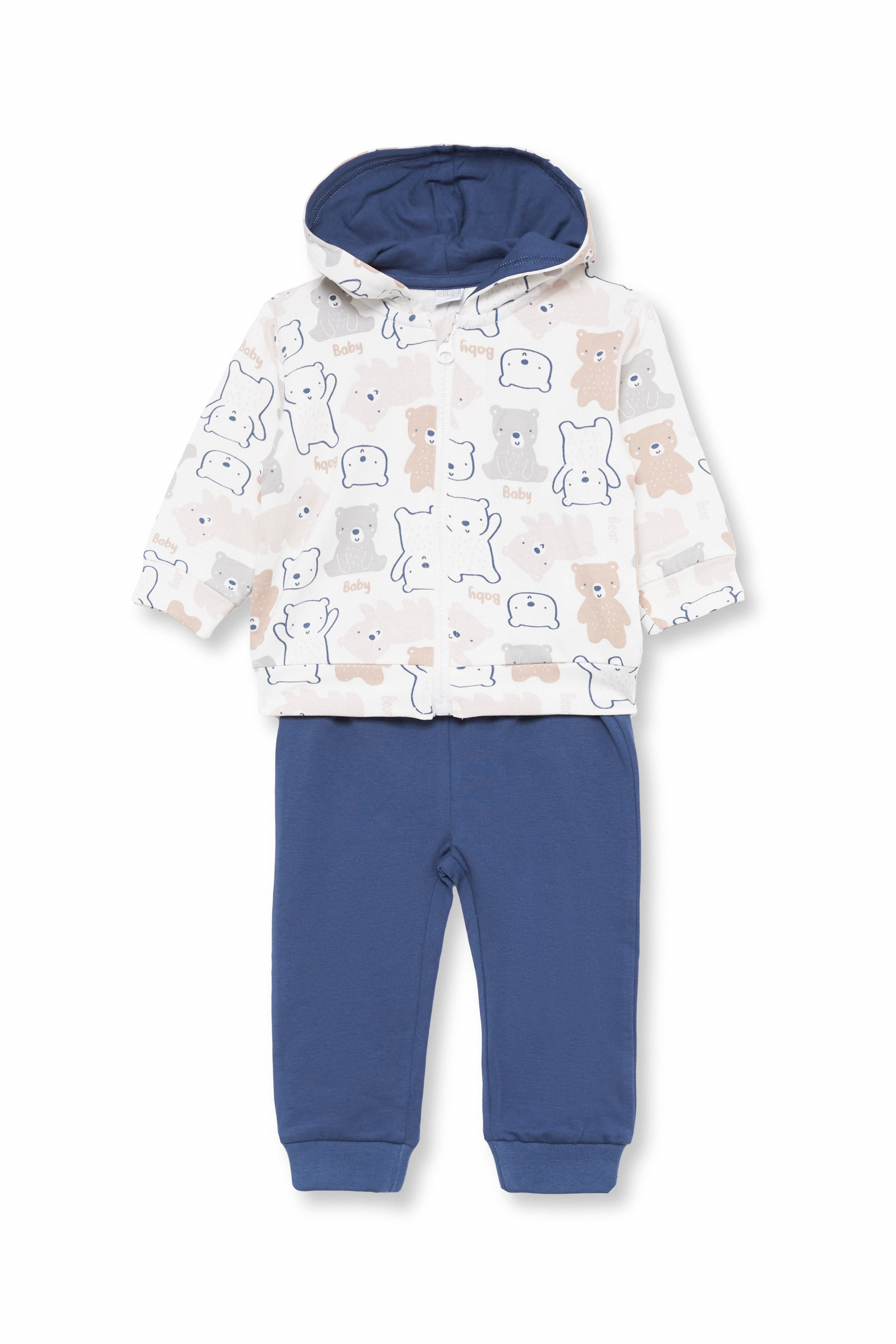 Completo Felpa Bambino in Cotone con Cappuccio e Orsetti