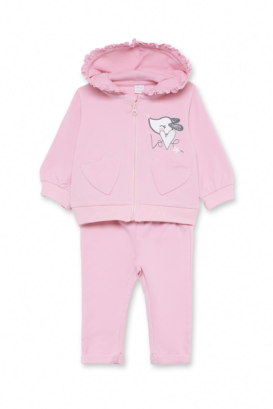 Completo Felpa Bambina in Cotone Elasticizzato con Cappuccio
