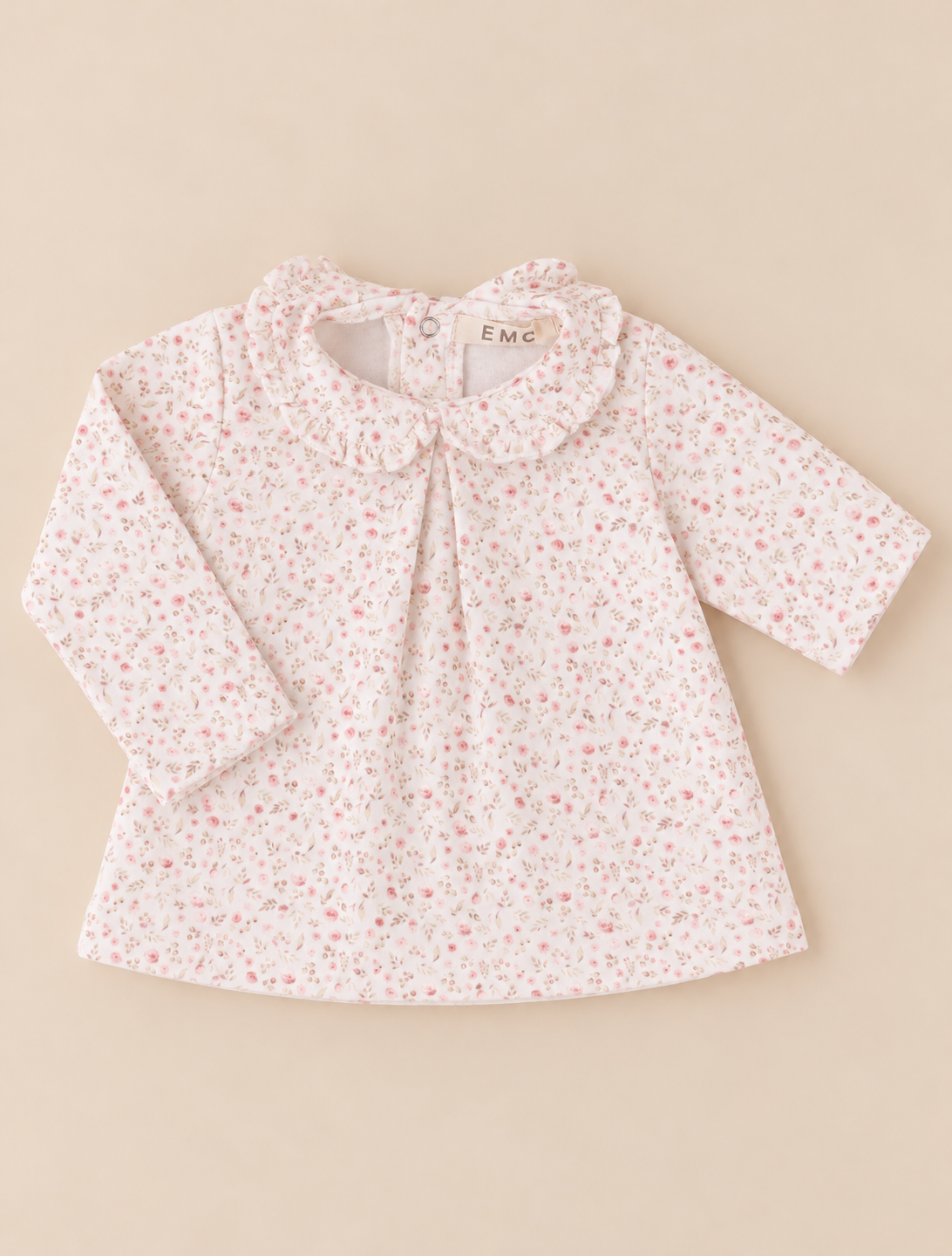Blusa Bimba a Fiorellini Rosa con Collo a Balza