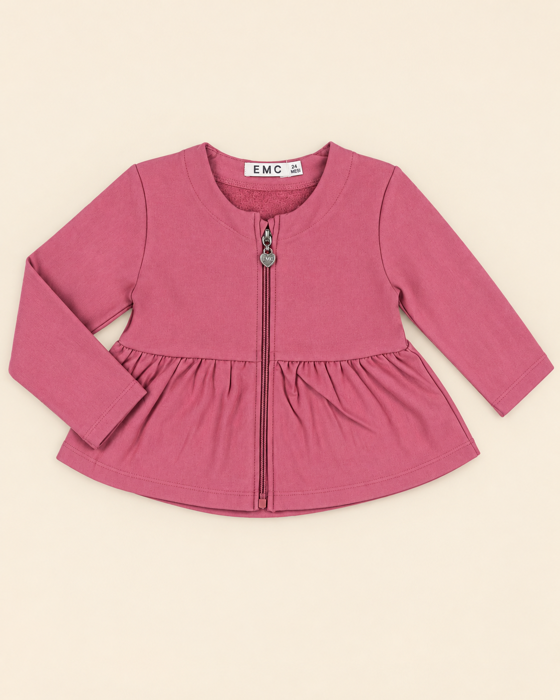 Giacca Bambina con Zip Rosa