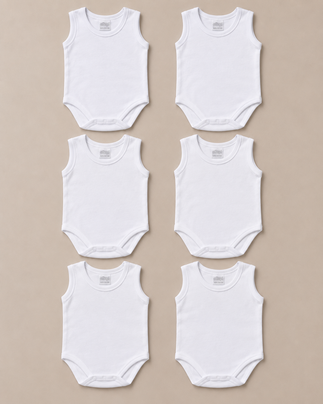 Set 6 Body Neonato Unisex Canotta in Costina di Cotone