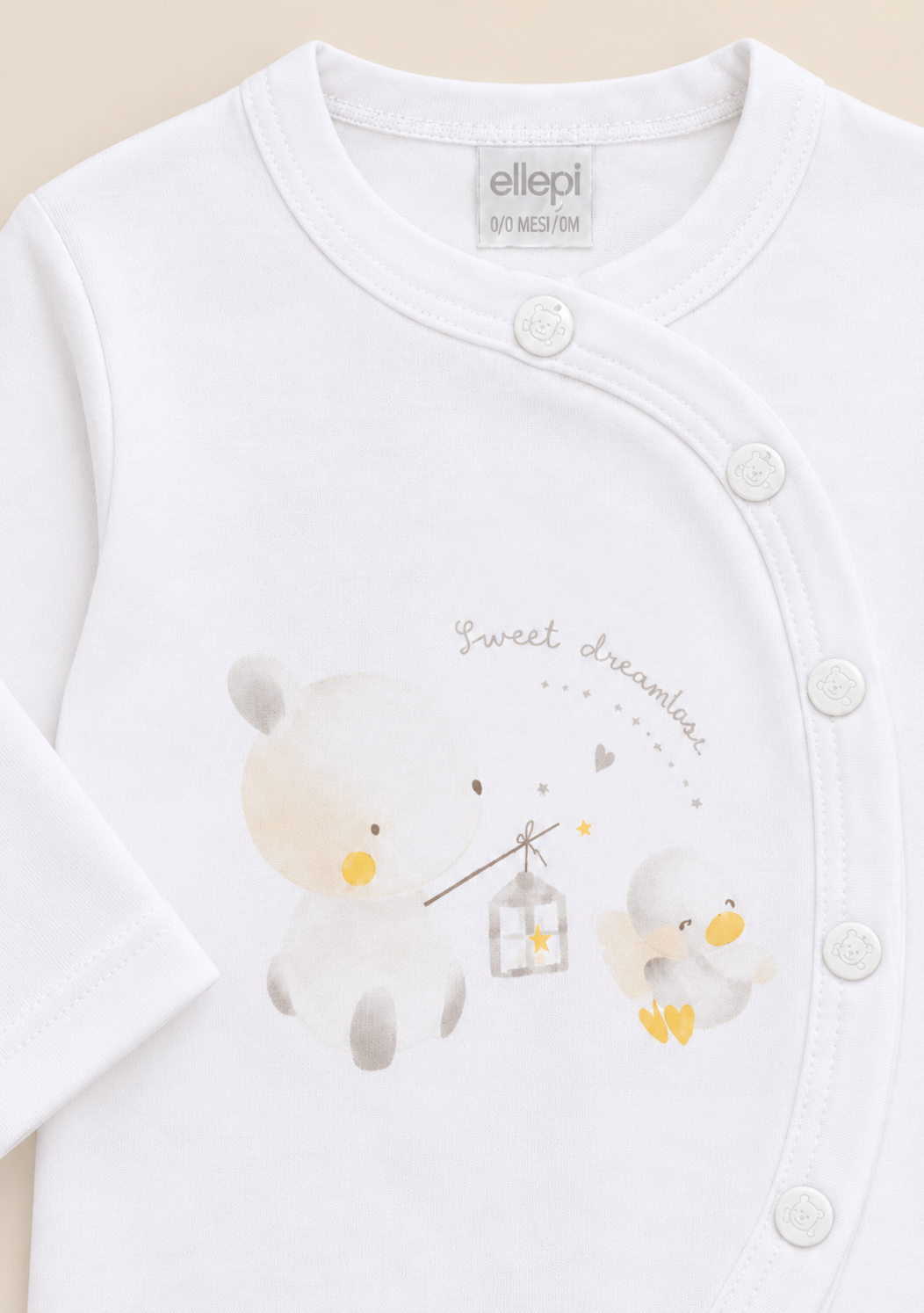 Tutina Neonato Unisex in Jersey di Cotone con Piedini