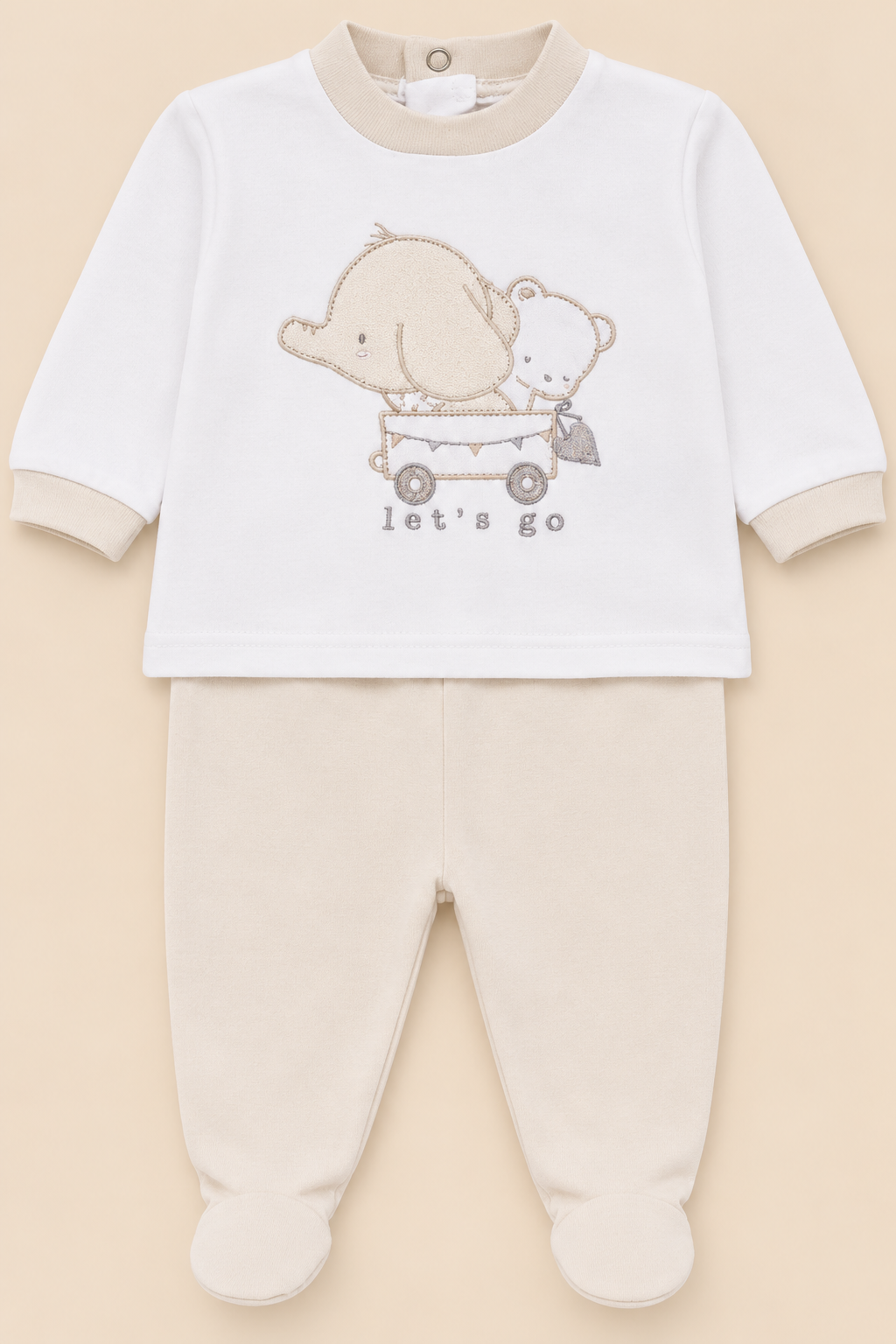 Completo Neonato Unisex in Jersey di Cotone con Piedini