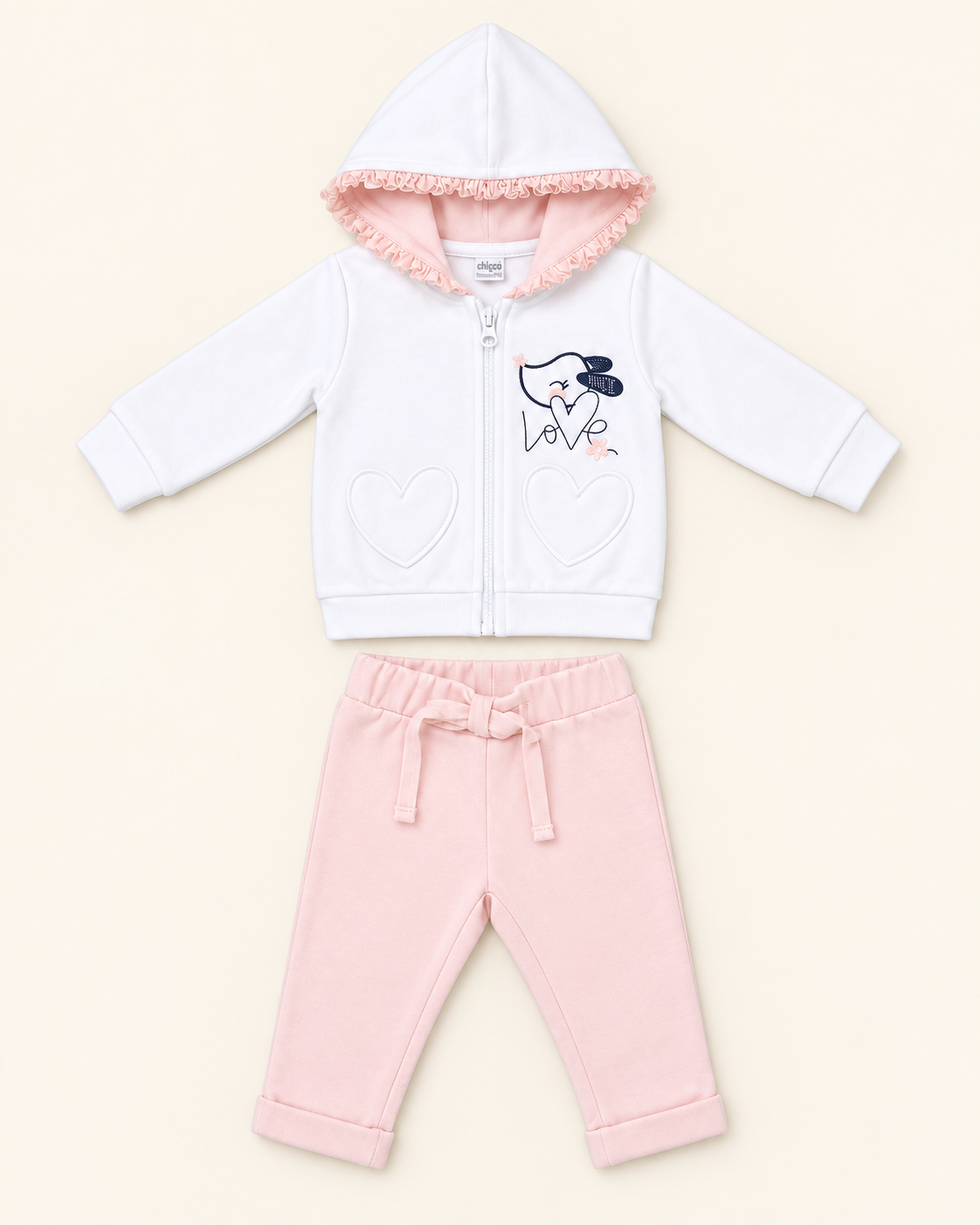 Completo Felpa Bambina in Cotone Elasticizzato con Cappuccio