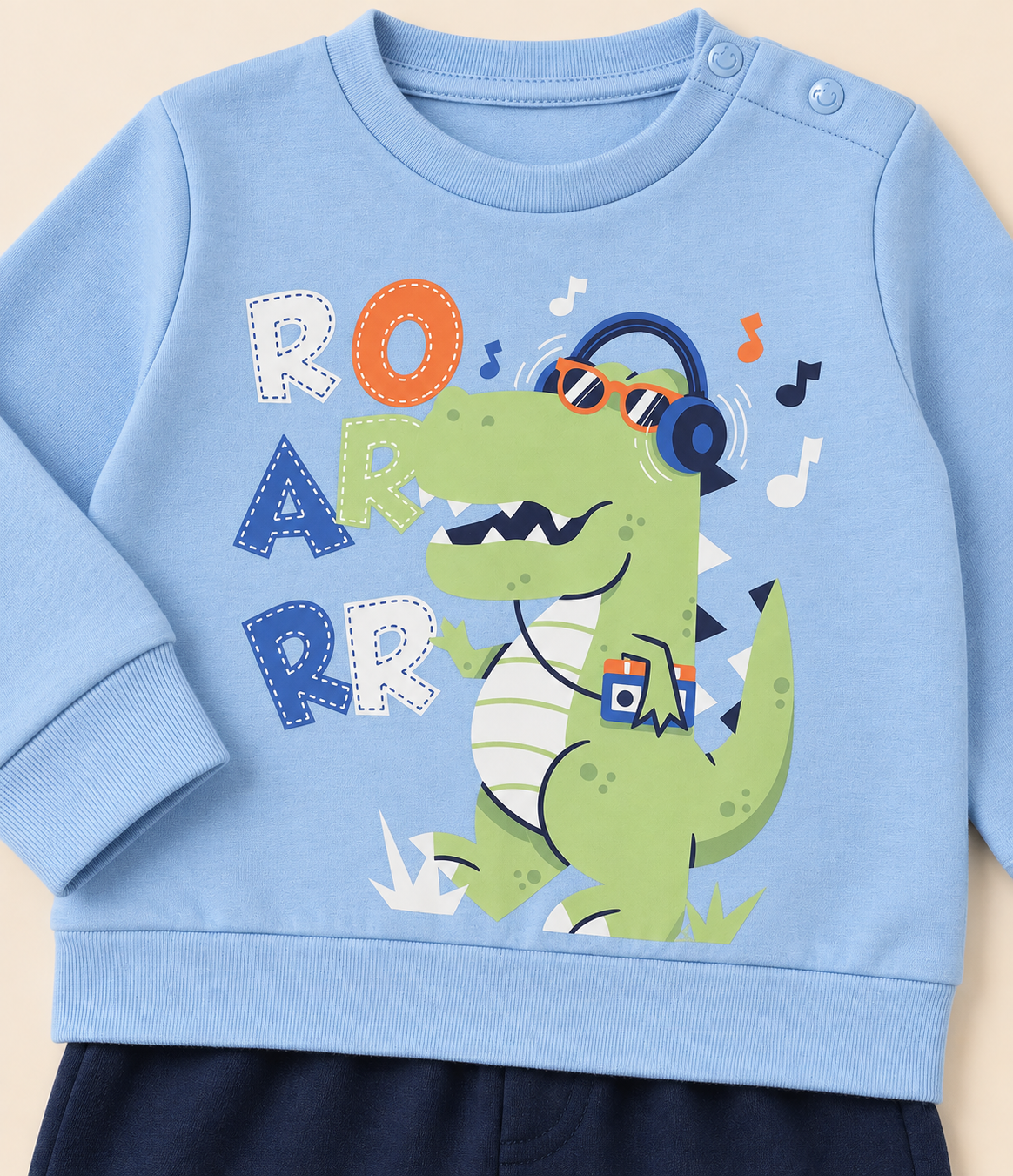 Pigiama Lungo Neonato in Cotone con Grafica "Dino"