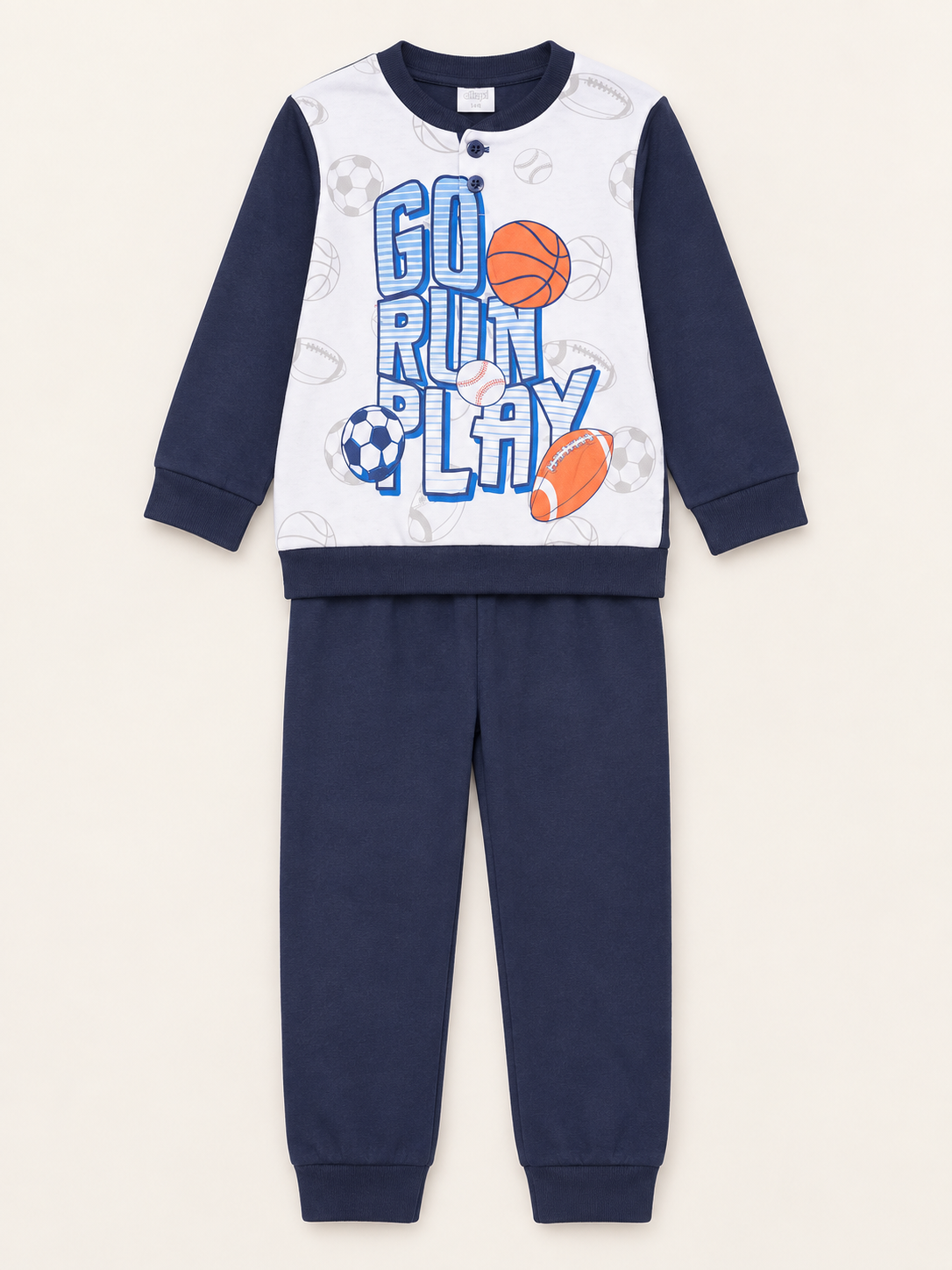 Pigiama Lungo Bambino in Cotone con Grafica "Sport"