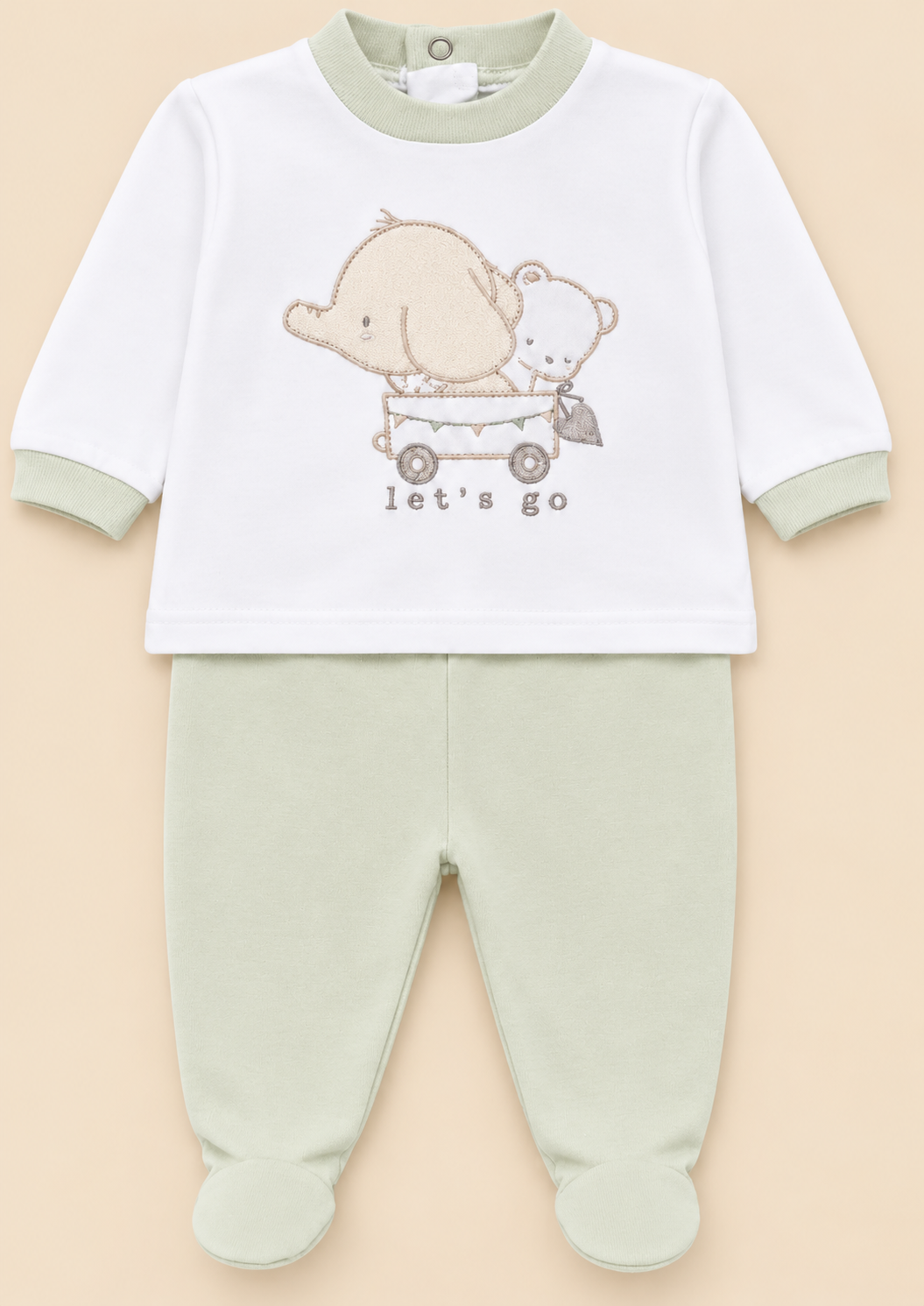 Completo Neonato Unisex in Jersey di Cotone con Piedini