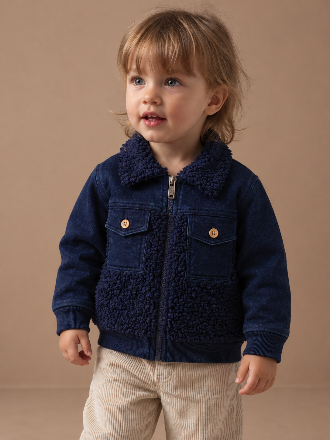 Giacca Bimbo EMC Effetto Denim con Inserti Teddy