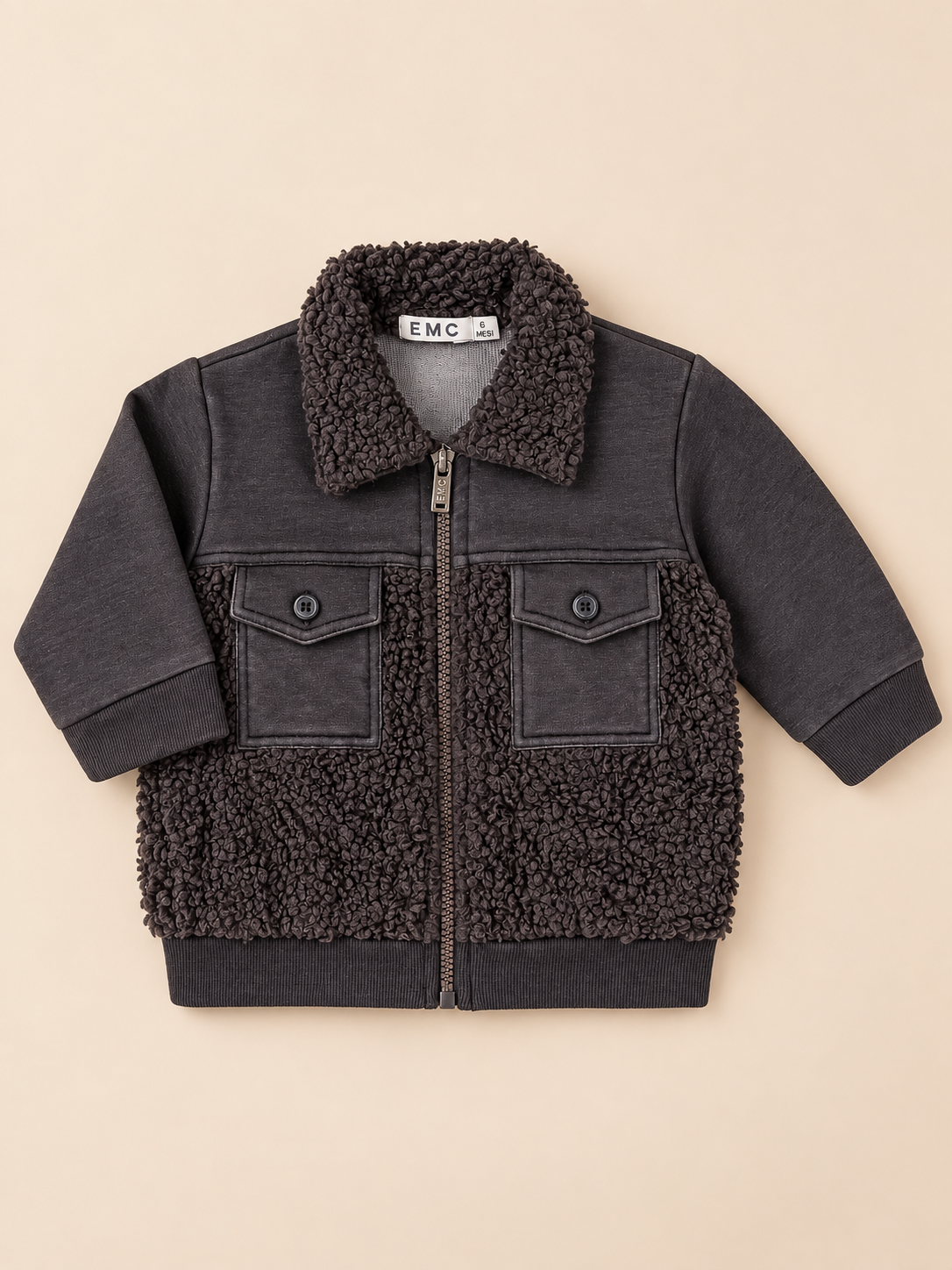 Giacca Bimbo EMC Effetto Denim con Inserti Teddy