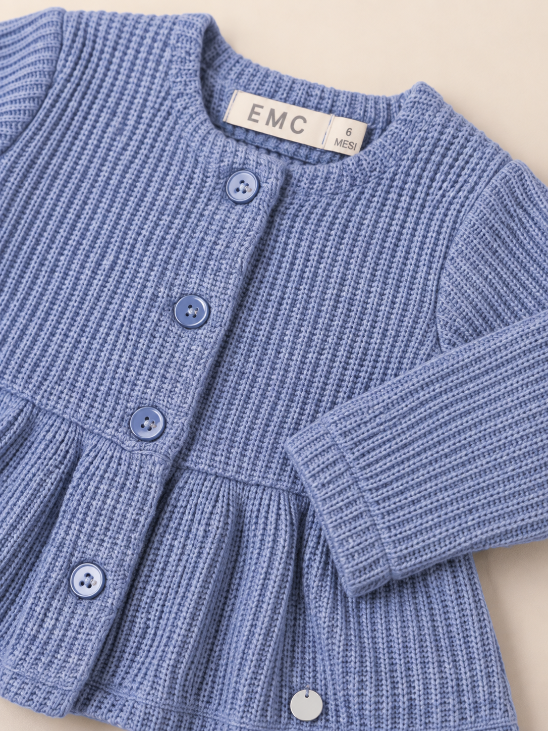 Cardigan Bimba Azzurro a Coste con Balza