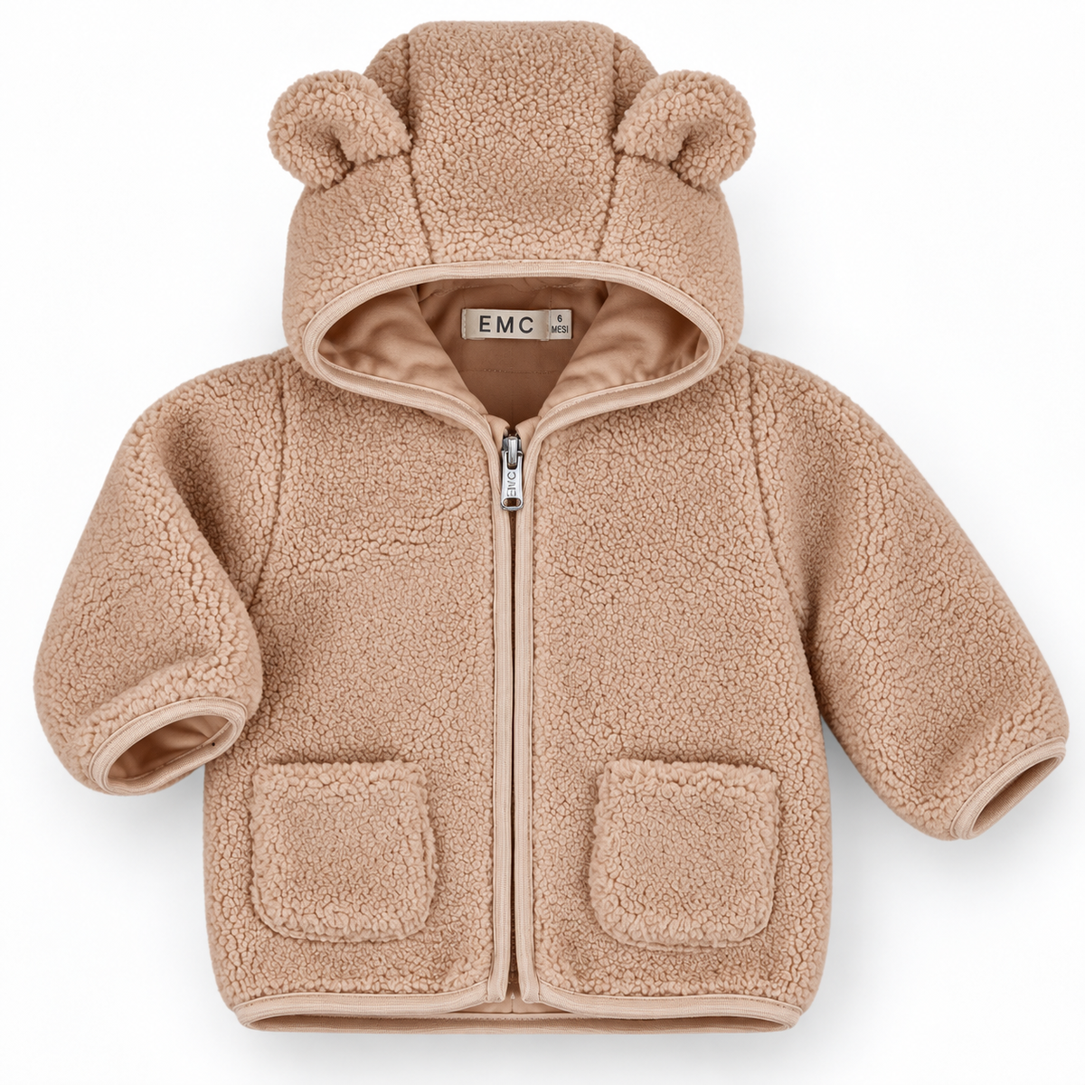 Giacca Teddy EMC con Cappuccio, Orecchie e Zip