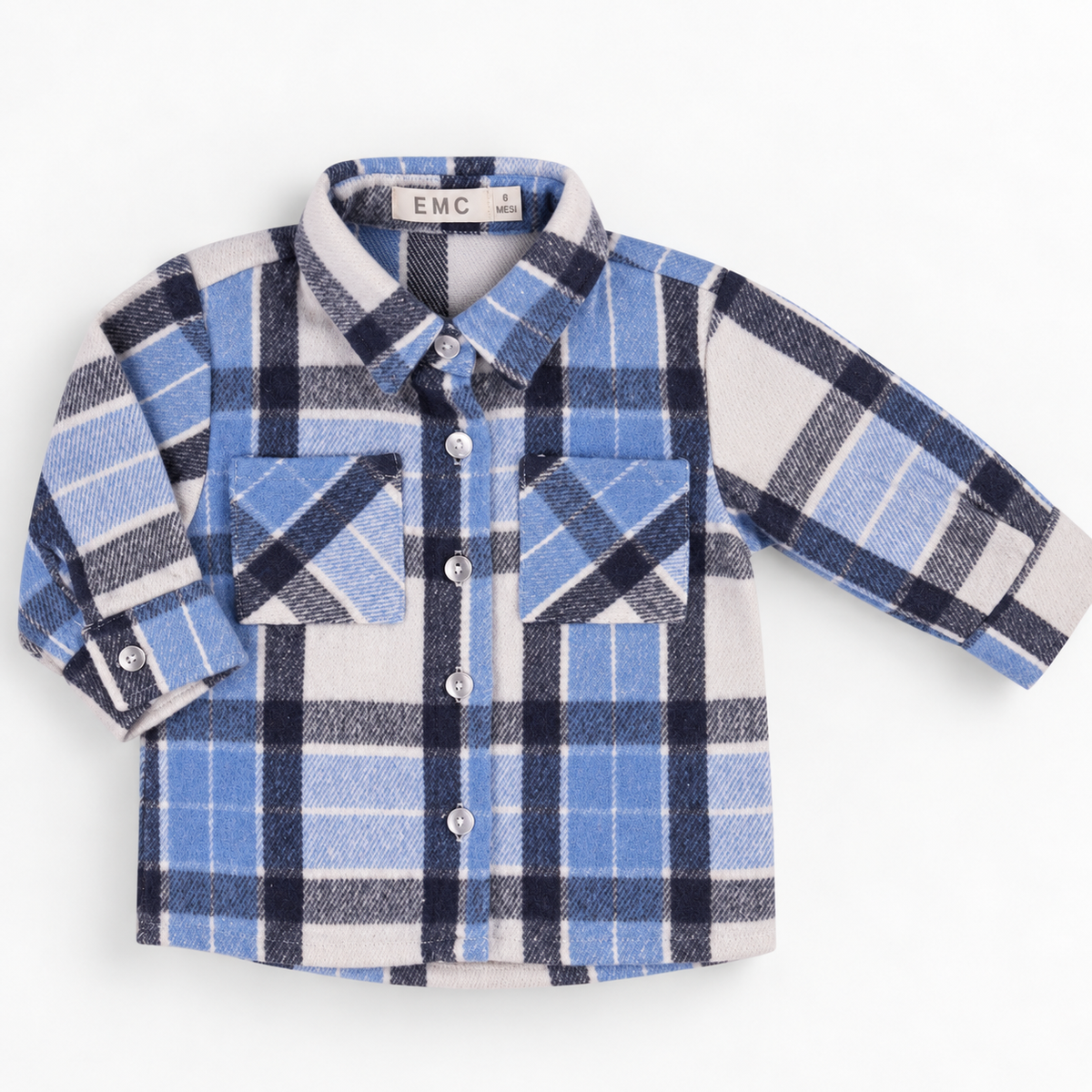 Camicia Bimbo EMC a Quadri Azzurra in Flanella
