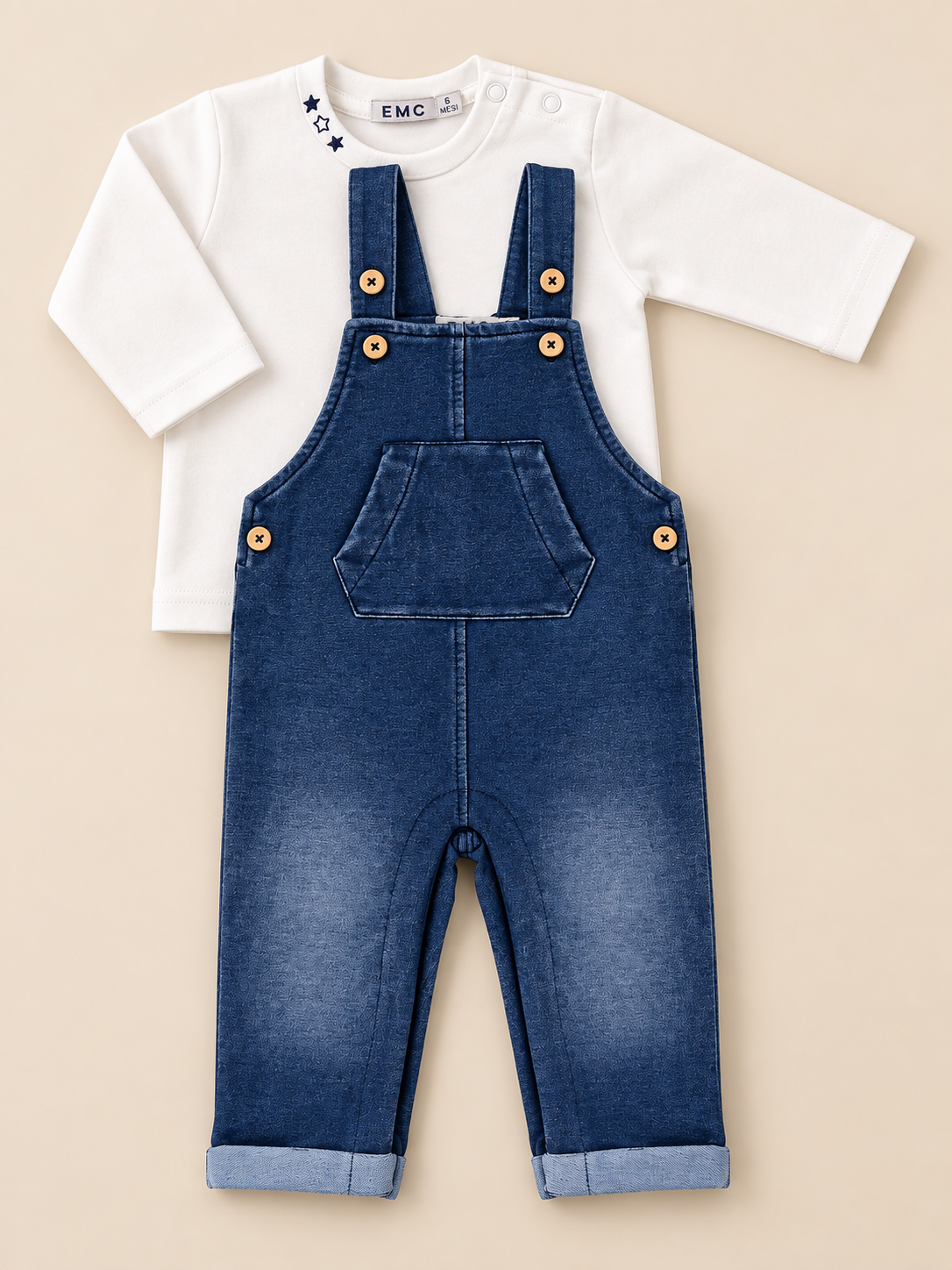 Completo Bimbo EMC con Salopette Effetto Denim