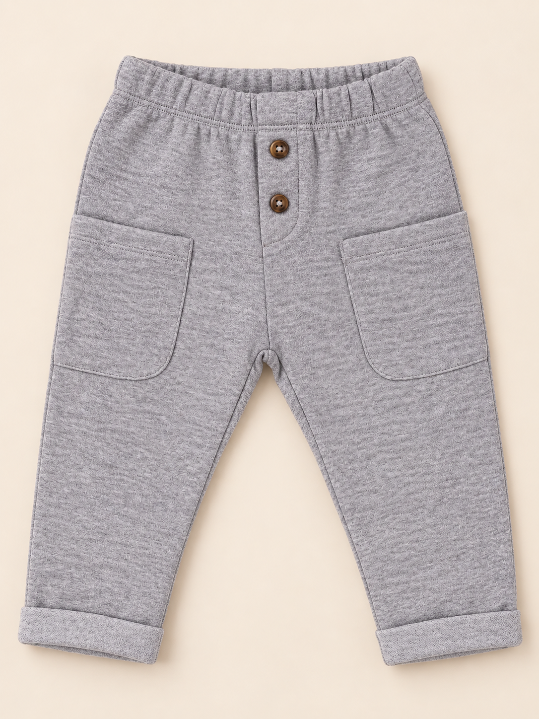 Pantalone Bimbo EMC Grigio Melange in Felpa con Bottoni