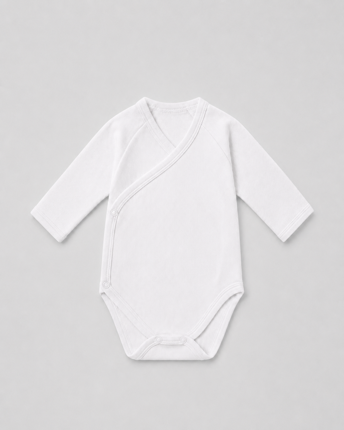 Set 3 Body Neonato Unisex Manica Lunga in Costina di Cotone con Apertura a Portafoglio
