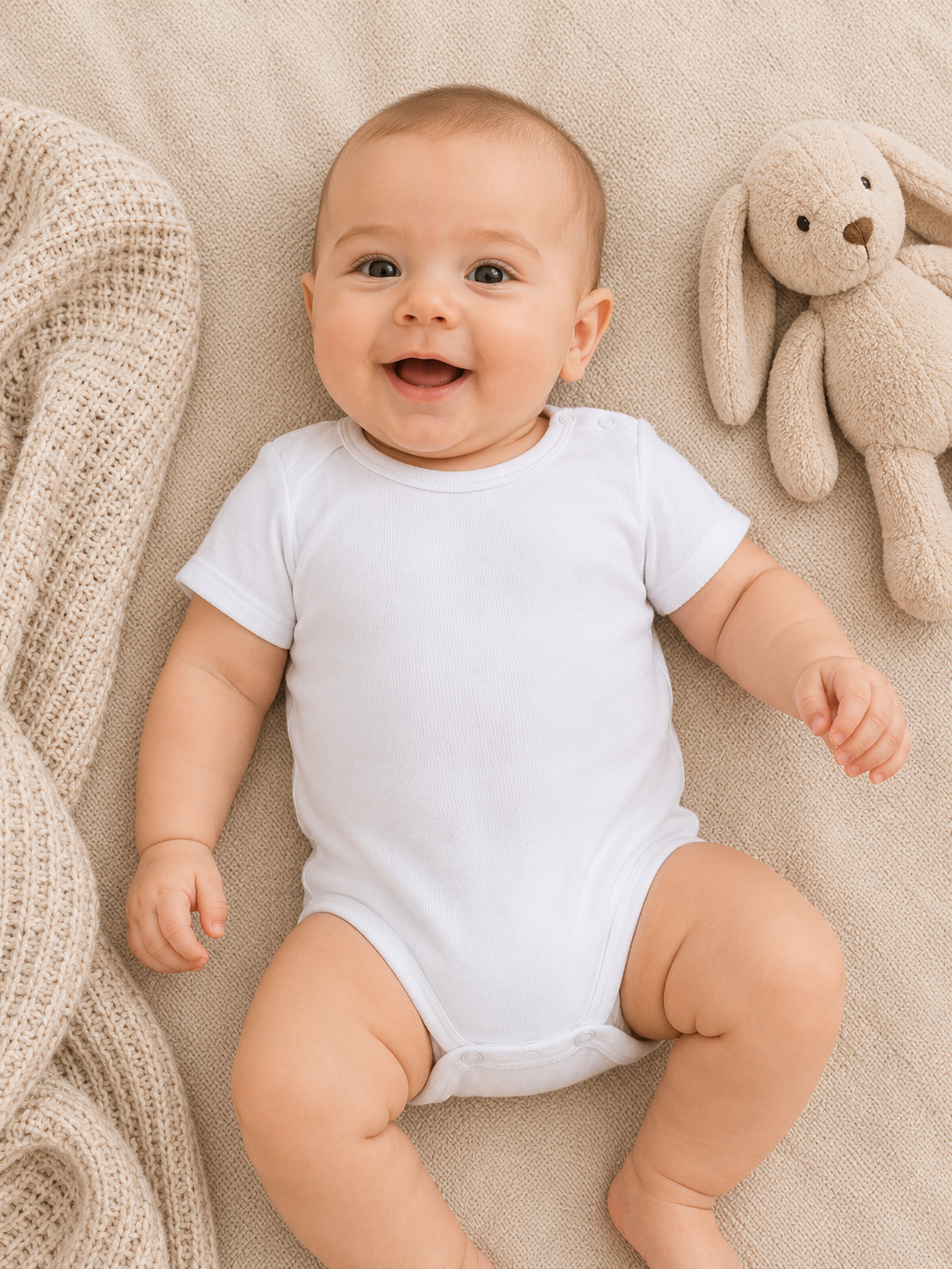 Set 6 Body Neonato Unisex in Costina di Cotone