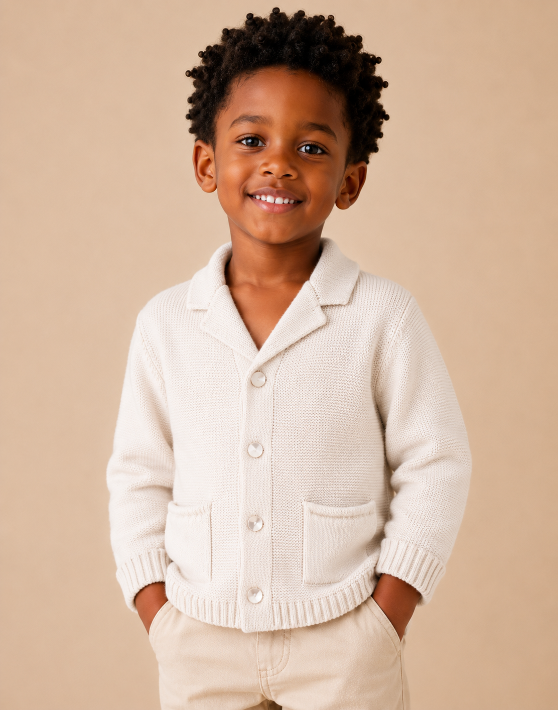 Cardigan Bambino 100% Cotone con Bottoni e Taschine