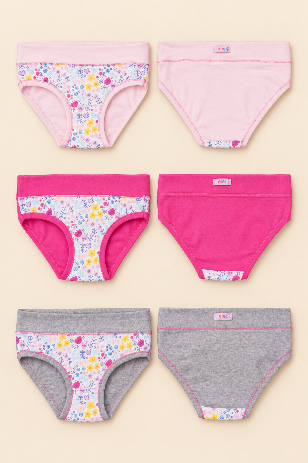Set 6 Slip Bambina in Cotone Elasticizzato