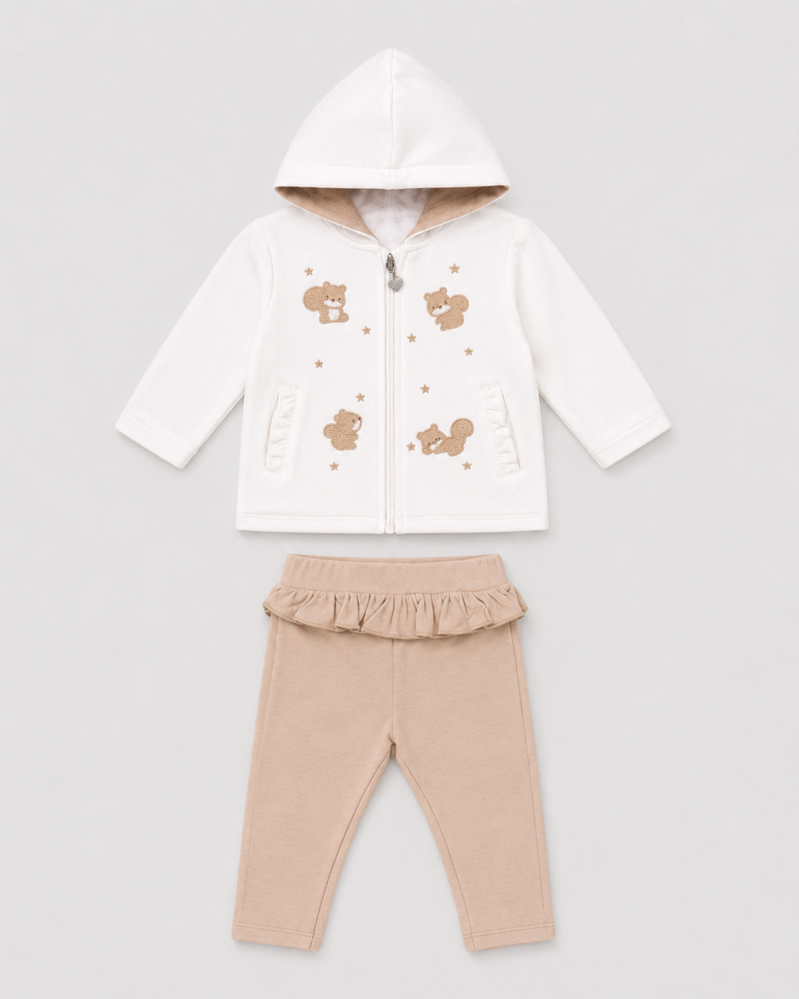 Completo Bimba EMC con Felpa con Cappuccio e Scoiattoli