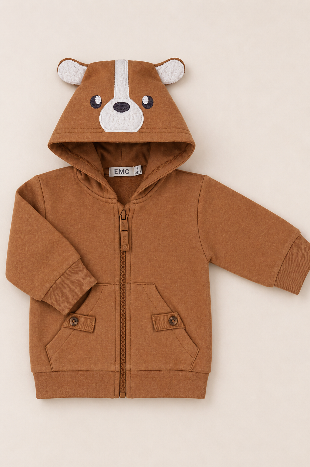 Felpa Bimbo EMC con Cappuccio Orsetto e Zip